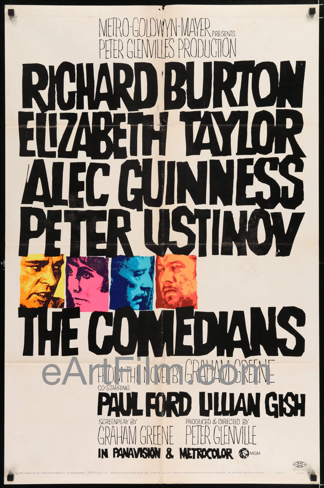 eArtFilm.com U.S One Sheet (27"x41") Comedians-Elizabeth Taylor-Richard Burton-Lillian Gish-Style A-1967-27x41