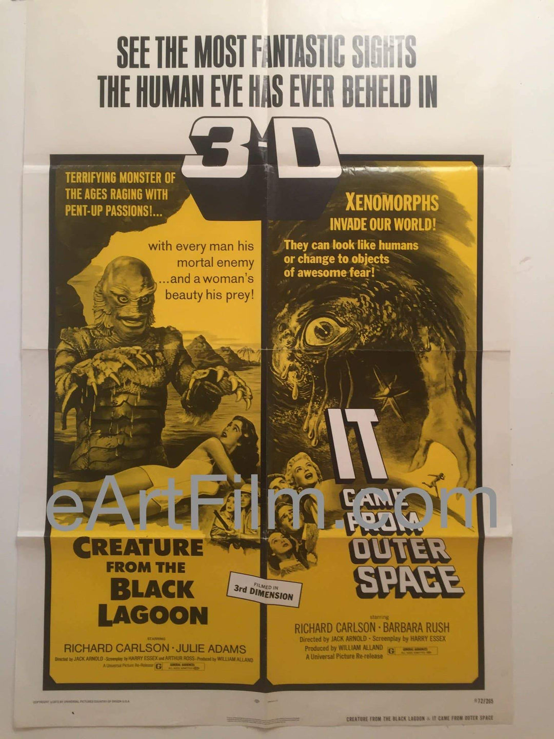 eArtFilm.com U.S One Sheet (27"x41") Creature From The Black Lagoon-It Came From Outer Space-R72-27x41-Sci-Fi