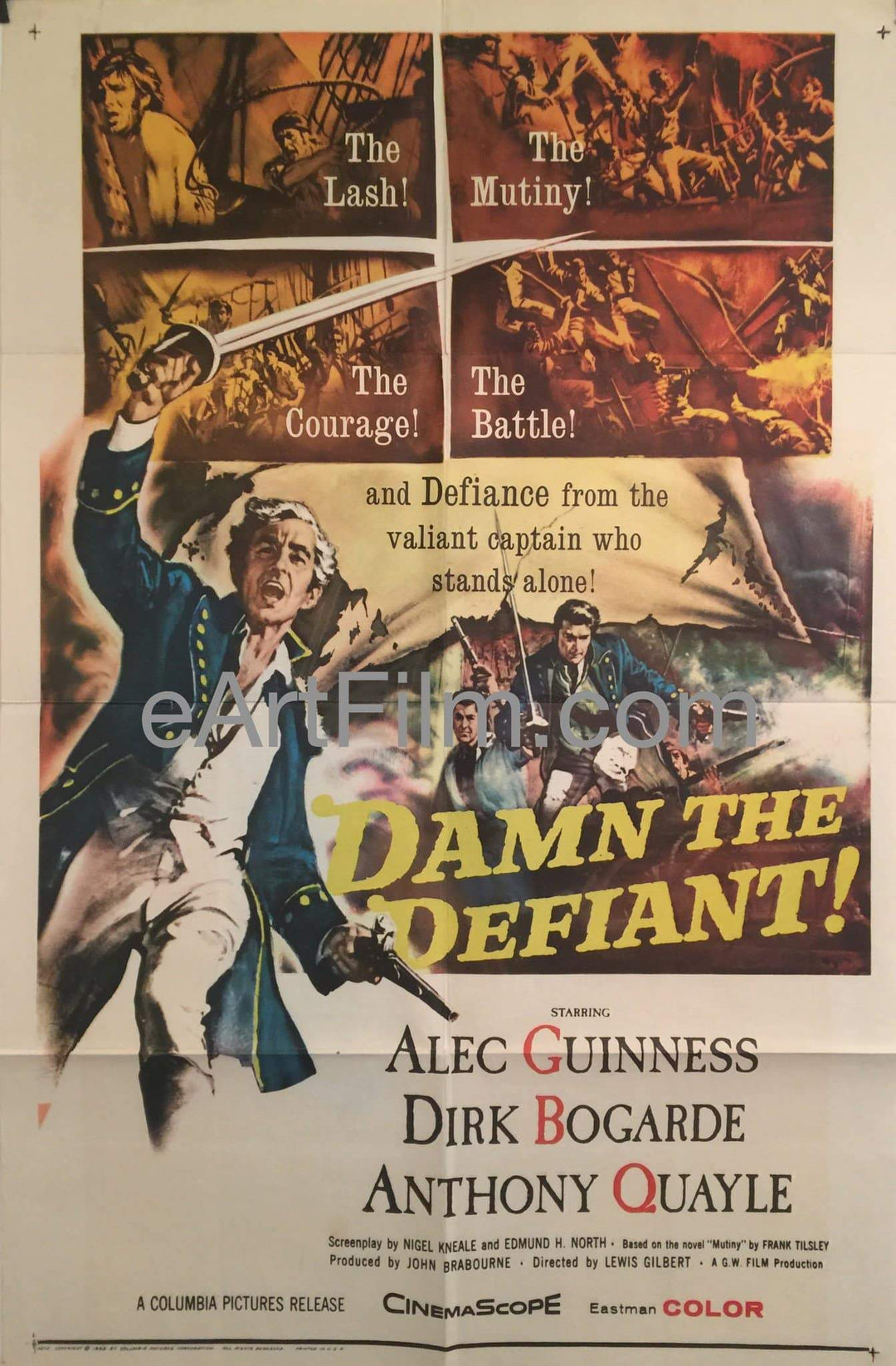 eArtFilm.com U.S One Sheet (27"x41") Damn The Defiant-Alec Guinness-Dirk Bogarde-Anthony Quayle-27x41-1962