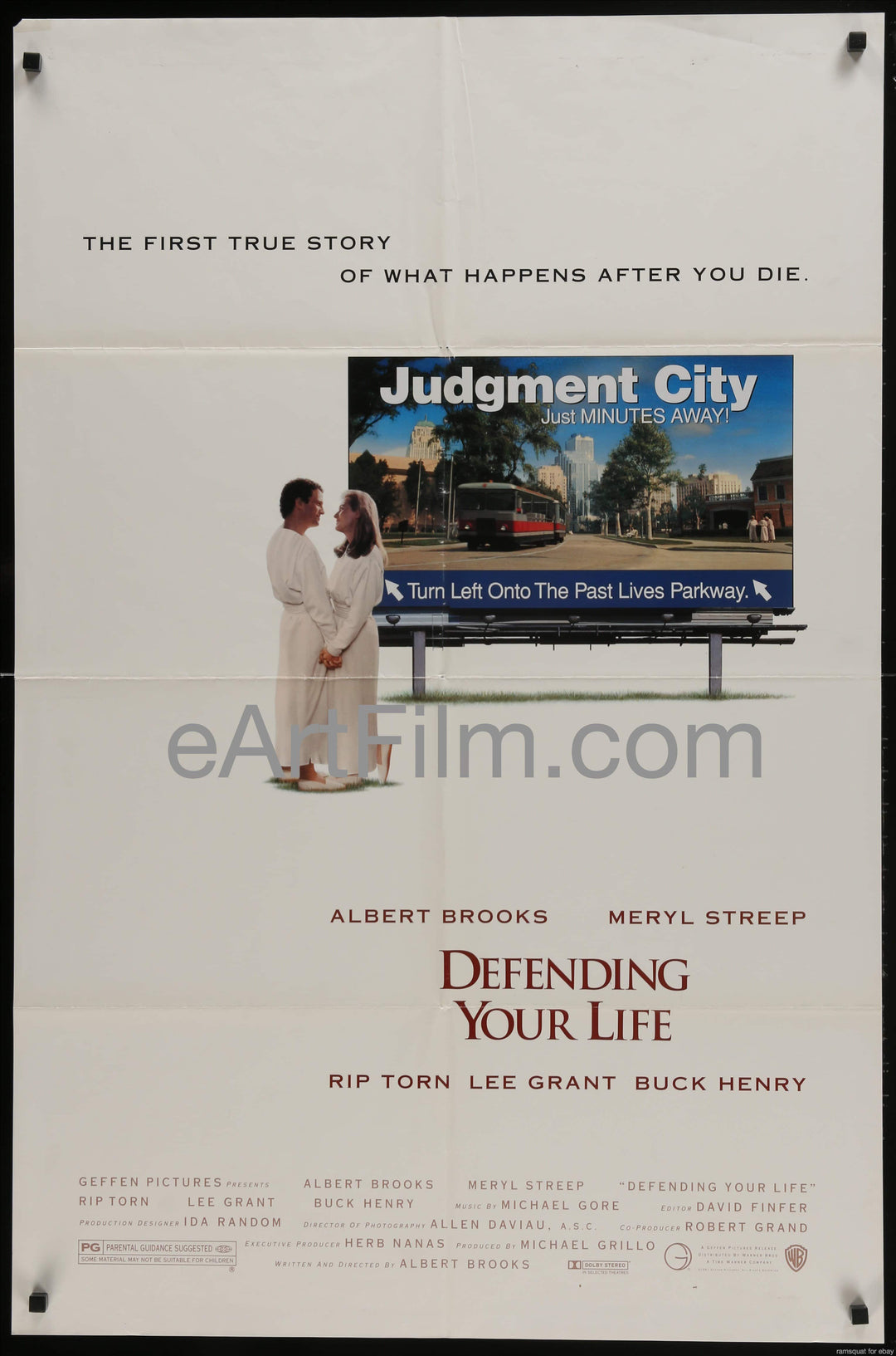 eArtFilm.com U.S One Sheet (27"x41") Defending Your Life Albert Brooks-Meryl Streep-Buck Henry-Shirley MacLaine comedy 1991 27x41