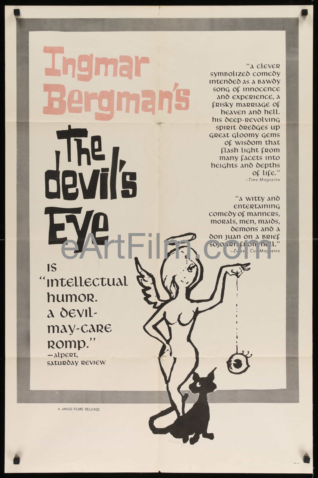eArtFilm.com U.S One Sheet (27"x41") Devil's Eye-Ingmar Bergman-Jarl Kulle-Bibi Andersson-27x41-1962