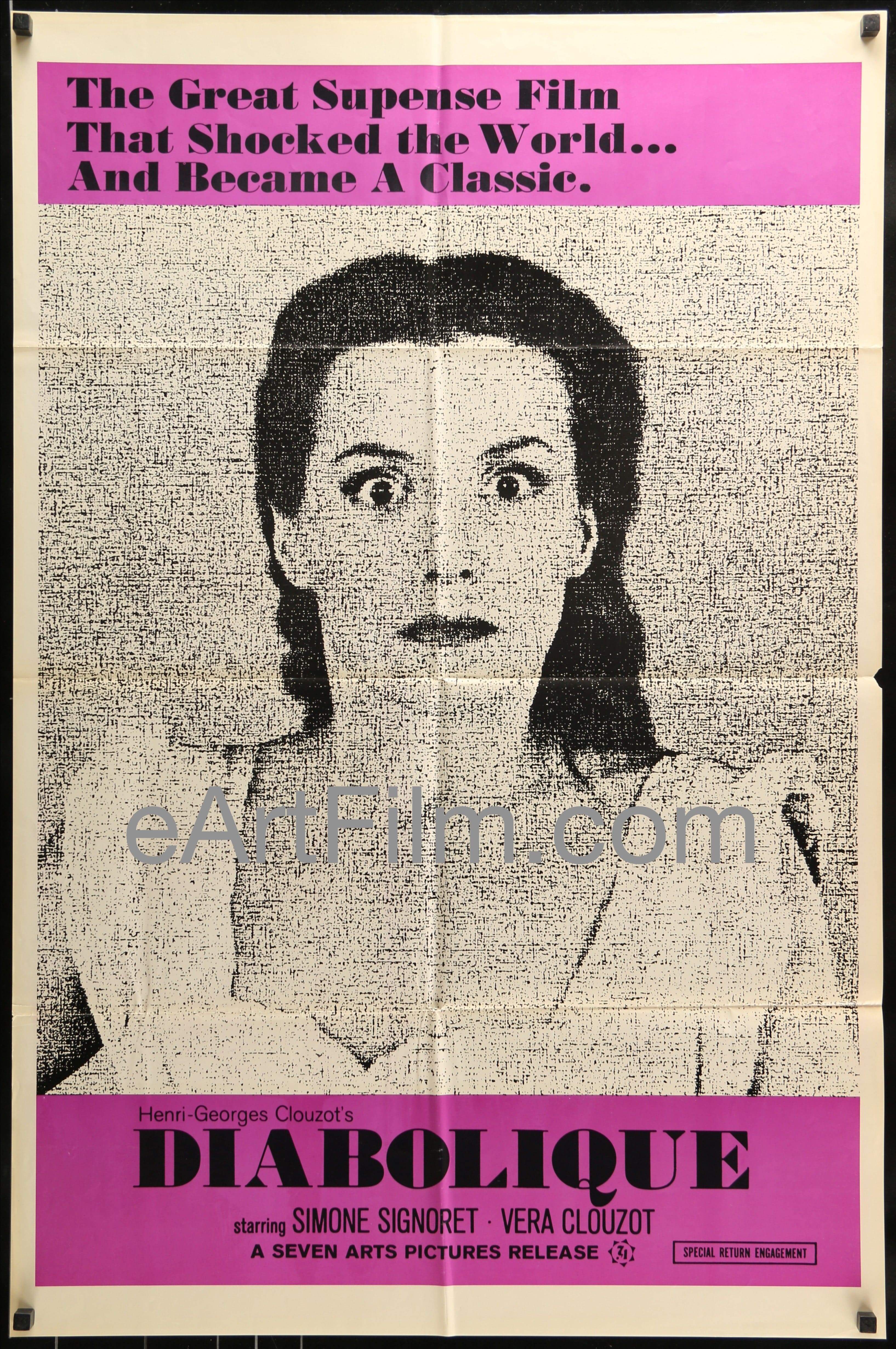 eArtFilm.com U.S One Sheet (27"x41") Diabolique-Simone Signoret-Vera Clouzot-Henri-Georges Clouzot's thriller-R66
