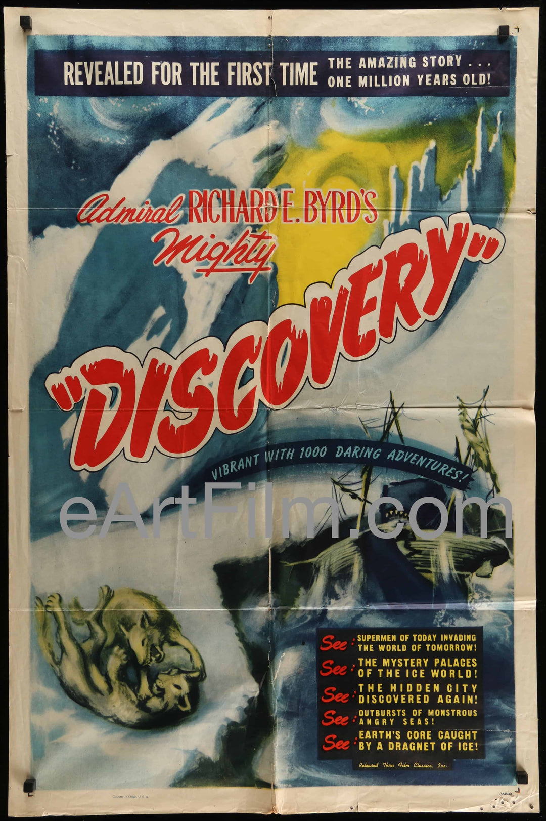 eArtFilm.com U.S One Sheet (27"x41") Discovery-Admiral Richard E Byrd's Daring Antarctica Adventure-R54-1947-27x41