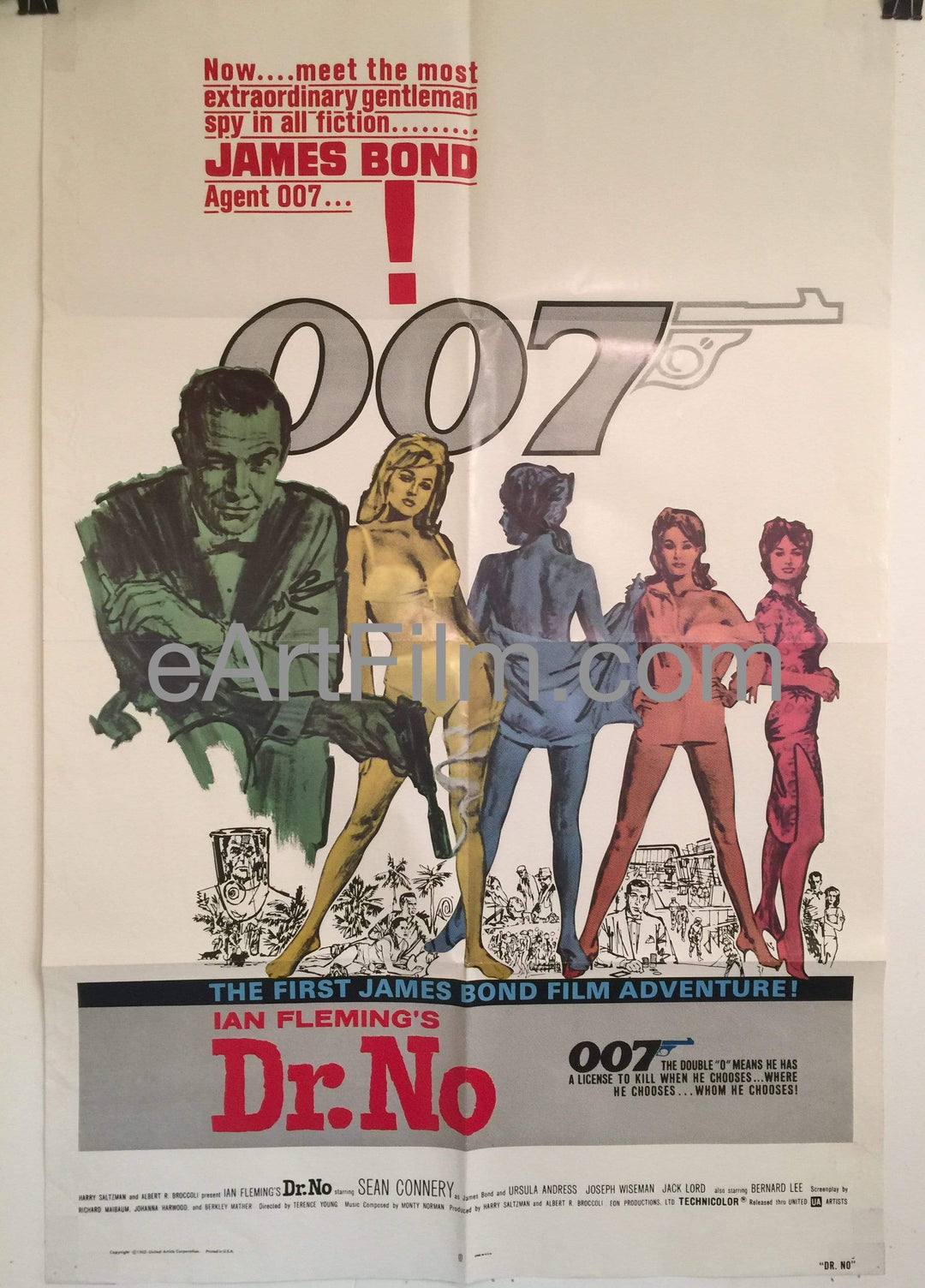 eArtFilm.com U.S One Sheet (27"x41") Dr. No original movie poster R80 James Bond 007 Sean Connery 27x41