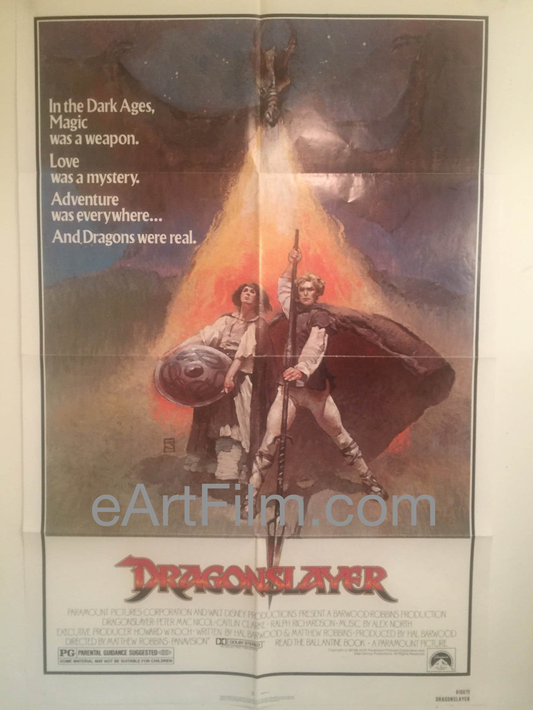 eArtFilm.com U.S One Sheet (27"x41") Dragonslayer-Walt Disney-Peter MacNicol-Caitlin Clarke-Ralph Richardson-27x41