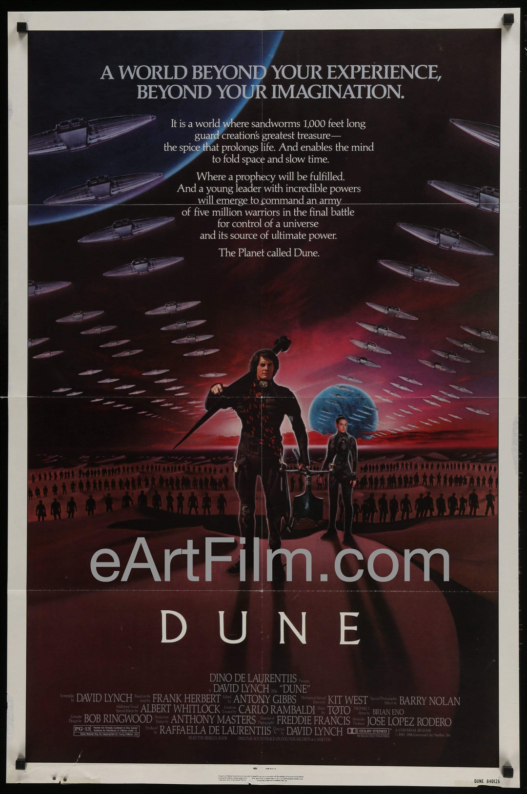 eArtFilm.com U.S One Sheet (27"x41") Dune-David Lynch sci-fi epic-Kyle MacLachlan-Patrick Stewart-Sting-1984-27x41
