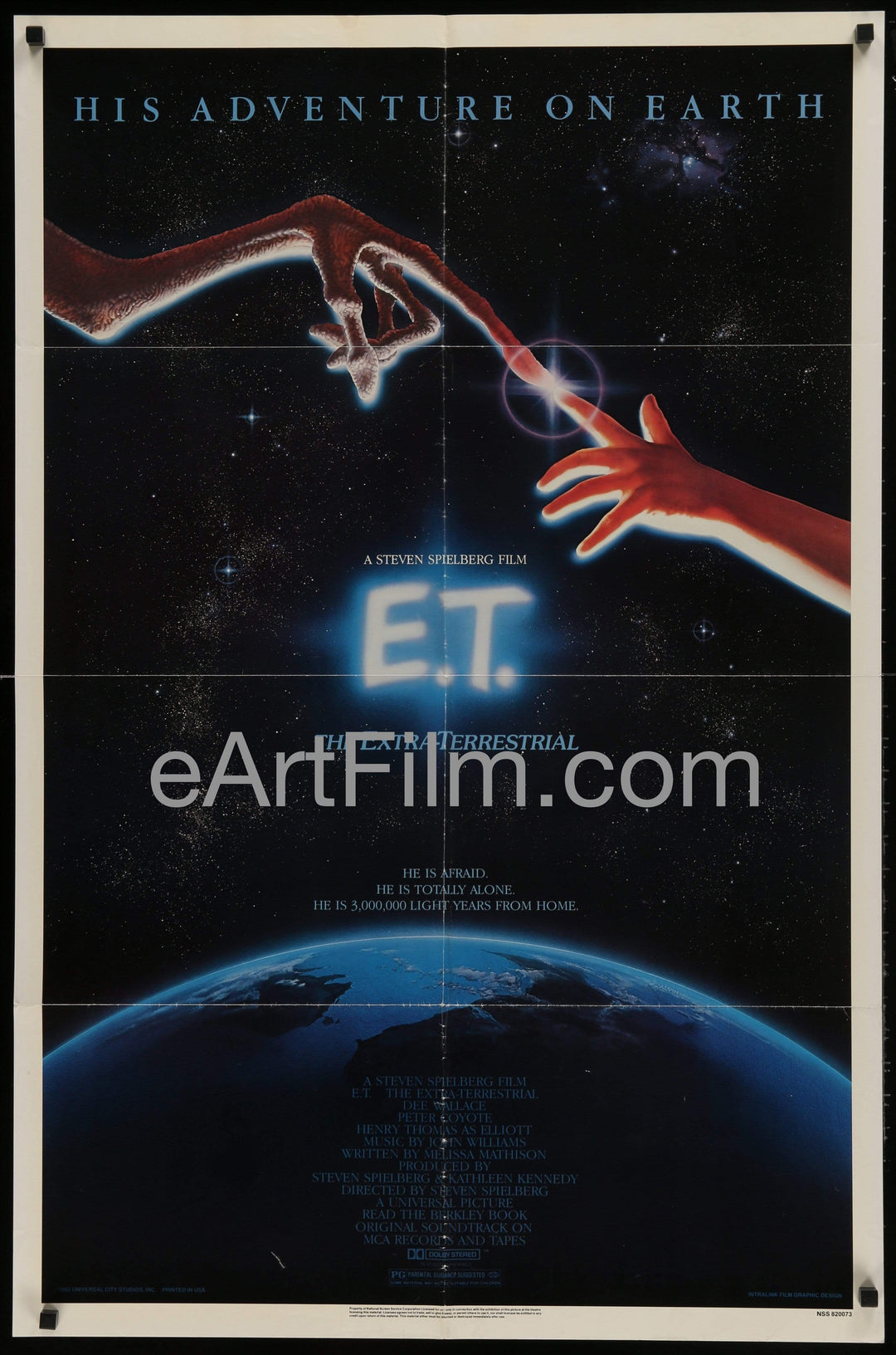 eArtFilm.com U.S One Sheet (27"x41") E.T-The Extra Terrestrial-Steven Spielberg-Drew Barrymore-Sci-Fi Classic-1982-27x41