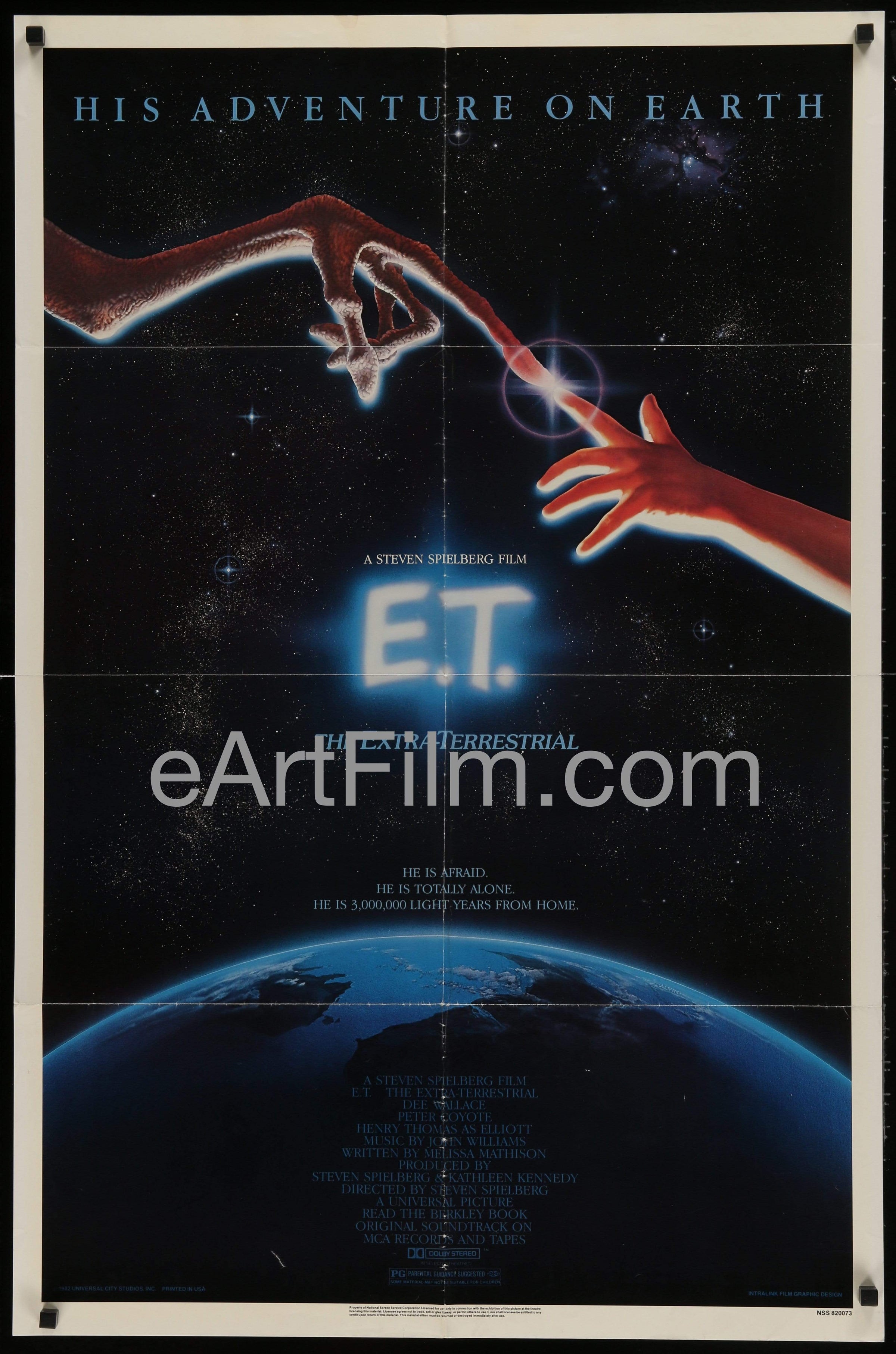 eArtFilm.com U.S One Sheet (27"x41") E.T-The Extra Terrestrial-Steven Spielberg-Drew Barrymore-Sci-Fi Classic-1982-27x41