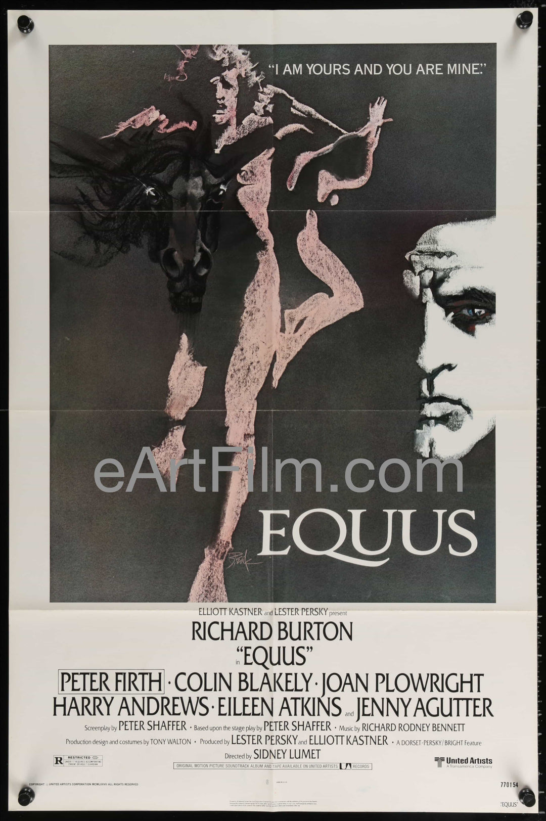 eArtFilm.com U.S One Sheet (27"x41") Equus-Sidney Lumet-Richard Burton-Peter Firth-Colin Blakely-1977-27x41