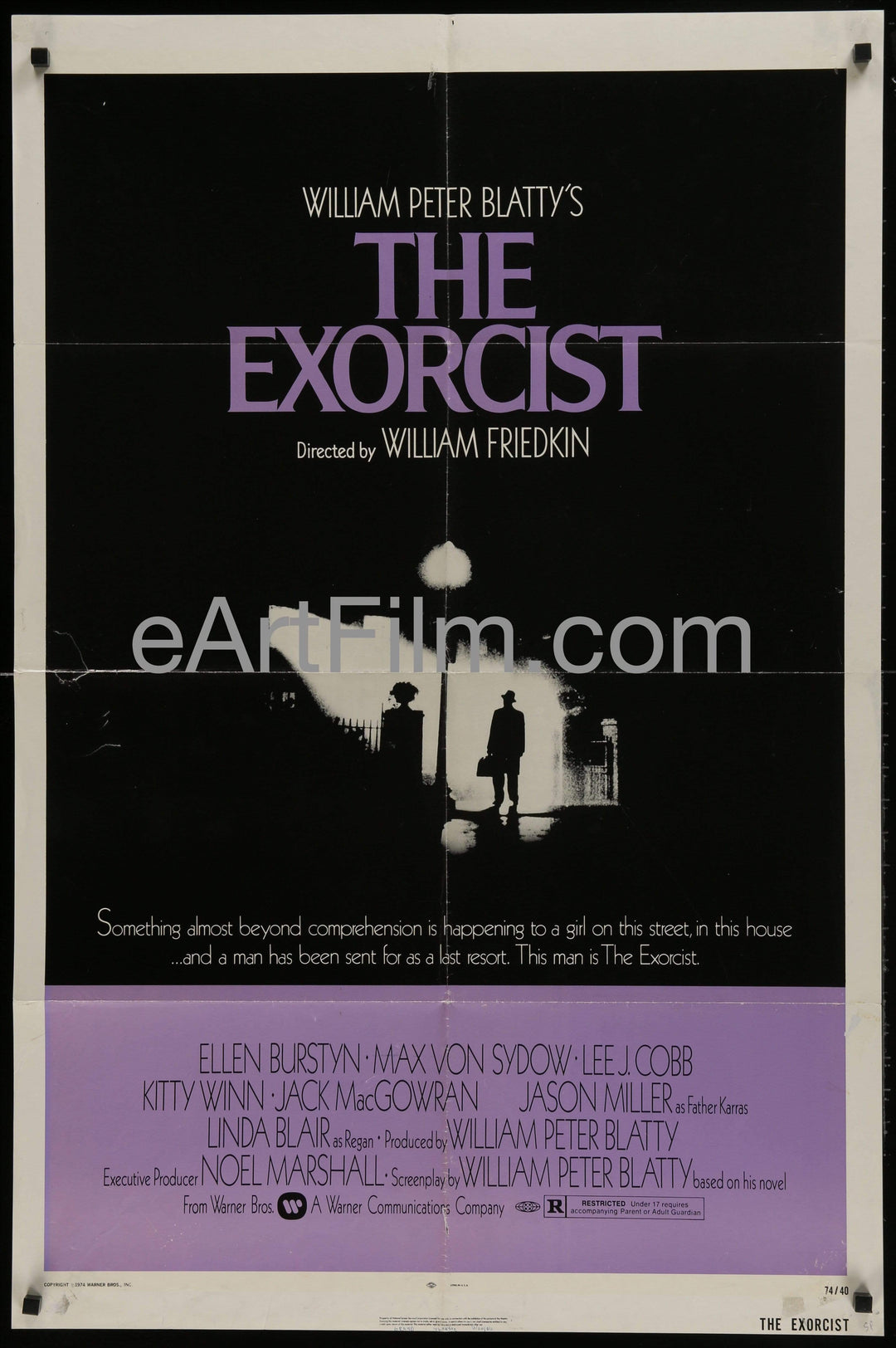 eArtFilm.com U.S One Sheet (27"x41") Exorcist-William Friedkin-Max Von Sydow-Ellen Burstyn-William Peter Blatty-1974-27x41