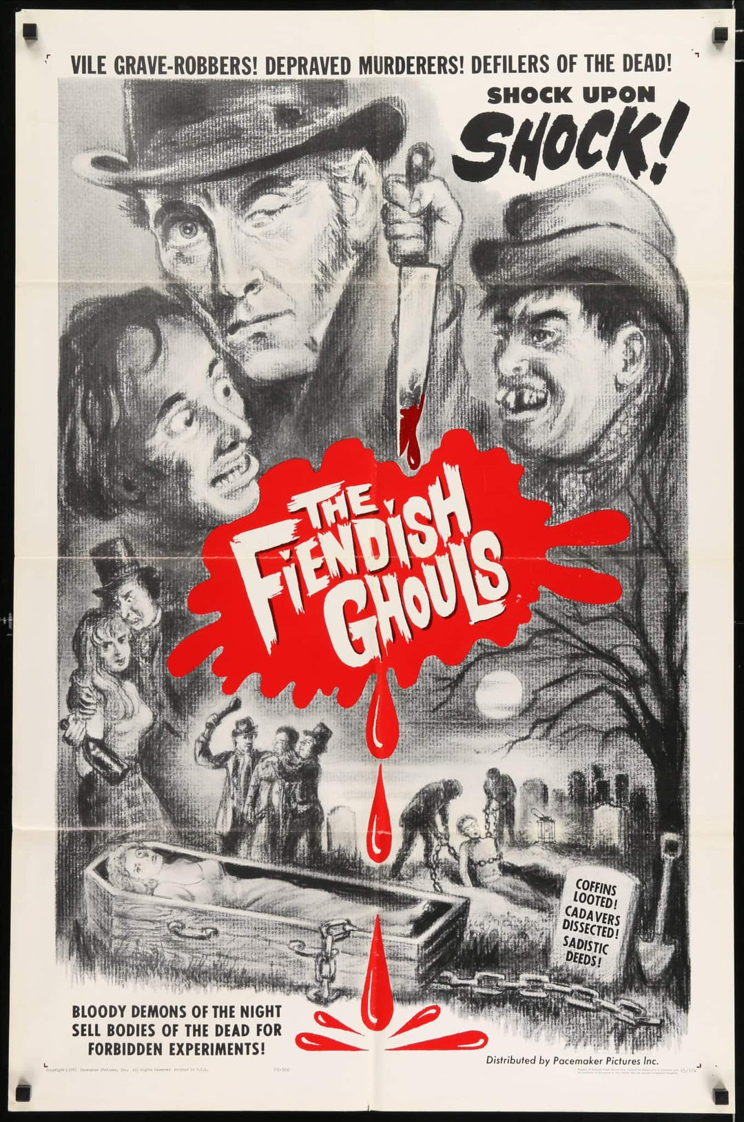 eArtFilm.com U.S One Sheet (27"x41') Fiendish Ghouls/Mania R1965  27x41 Original U.S One Sheet Movie Poster