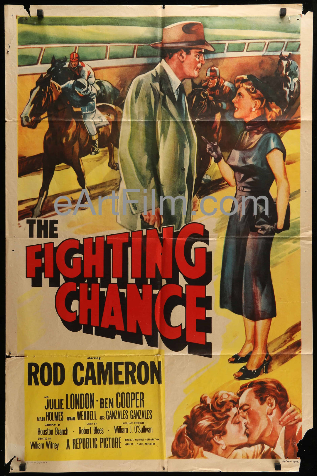 eArtFilm.com U.S One Sheet (27"x41") Fighting Chance-Rod Cameron-Julie-London-Racing-1955-27x41