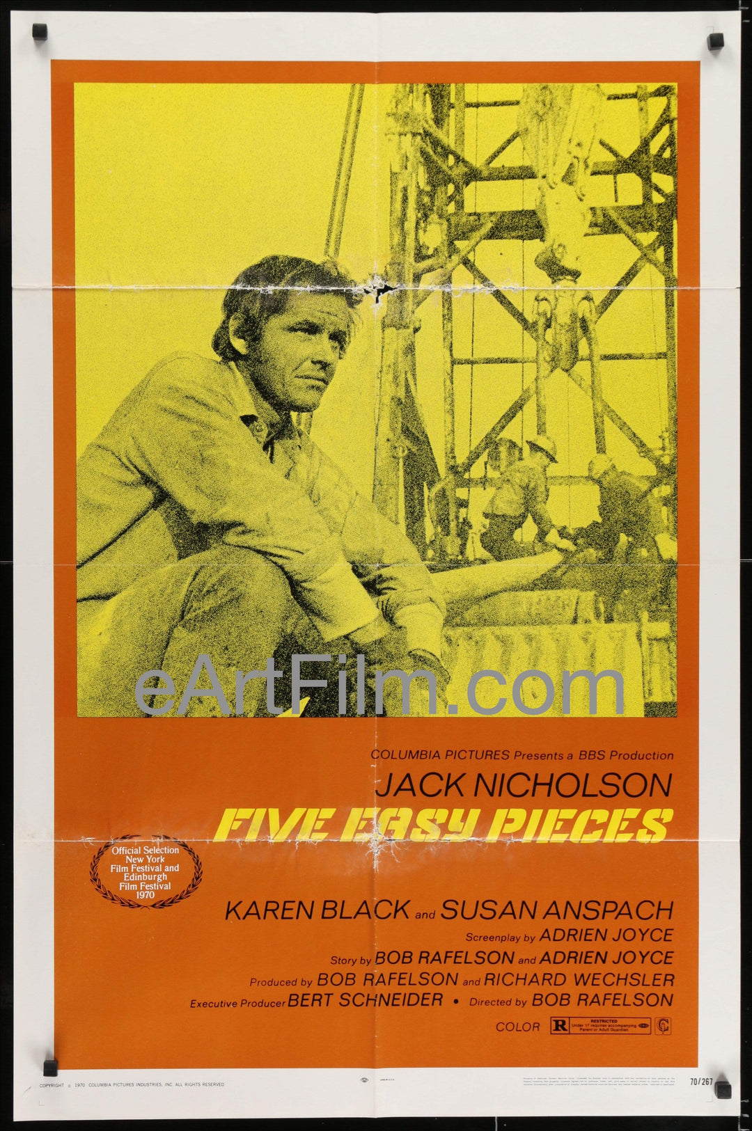 eArtFilm.com U.S One Sheet (27"x41") Five Easy Pieces vintage movie poster Jack Nicholson Karen Black 1970 27x41