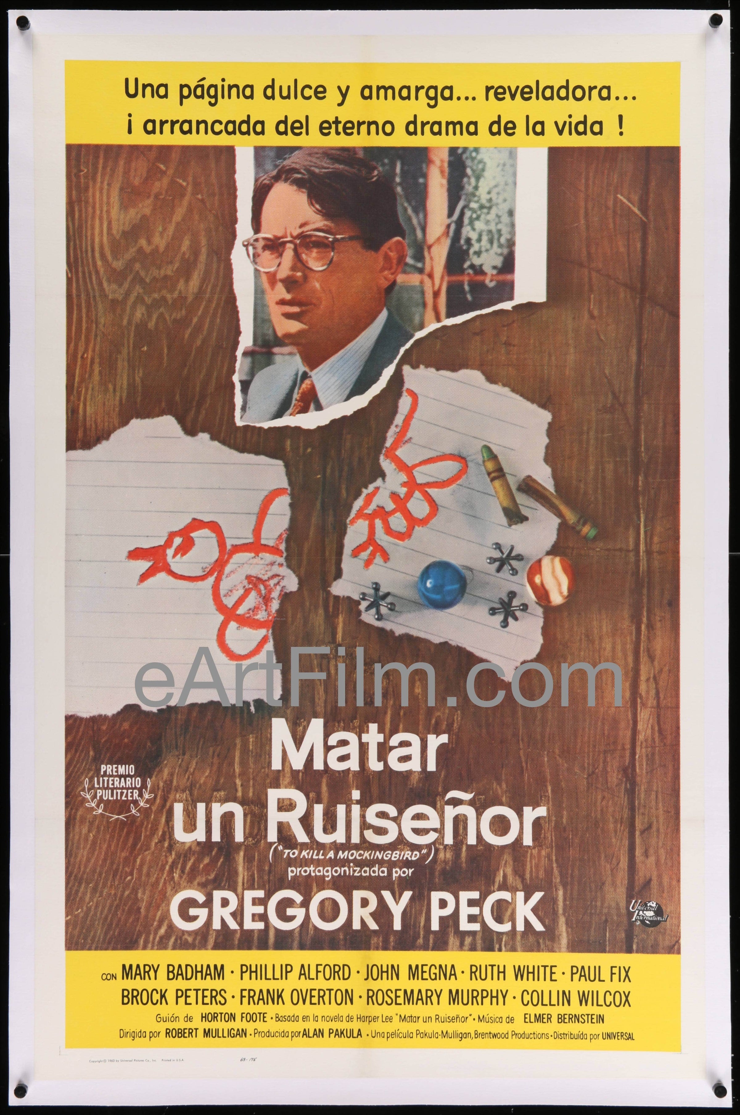 eArtFilm.com U.S One Sheet (27"x41") for Spanish audiences To Kill A Mockingbird movie poster 1963 27x41 Gregory Peck-Robert Duvall-Brock Peters