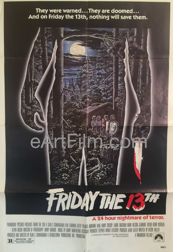 Friday the 13th Sean S Cunningham Betsy Palmer Kevin Bacon 1980 27x41 Horror!