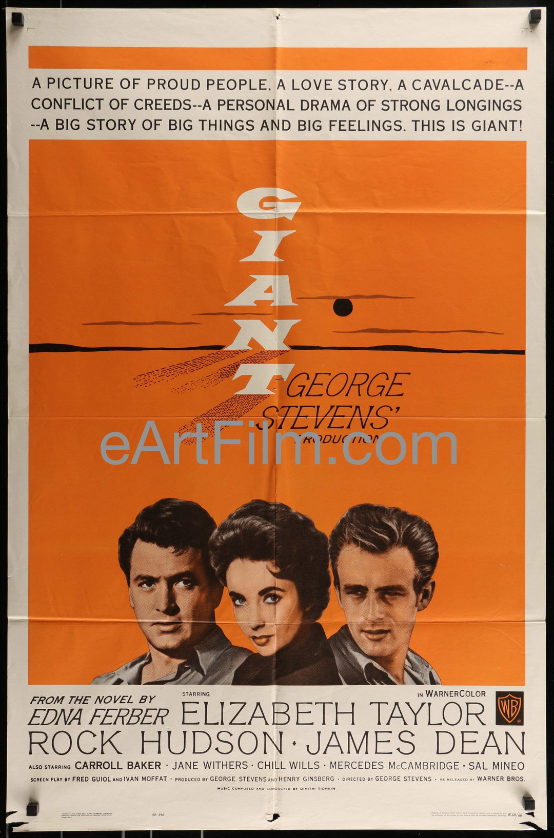 eArtFilm.com U.S One Sheet (27"x41") Giant-Elizabeth Taylor-James Dean-Rock Hudson-George Stevens-R1963-27x41