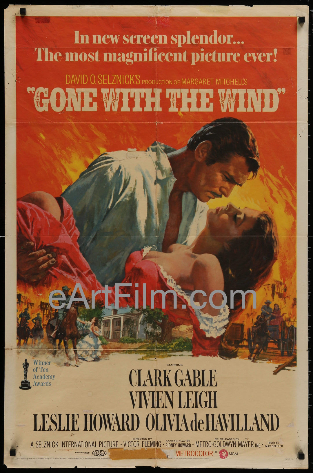 eArtFilm.com U.S One Sheet (27"x41") Gone With The Wind original movie poster R68 Gable Leigh Howard de Havilland 27x41