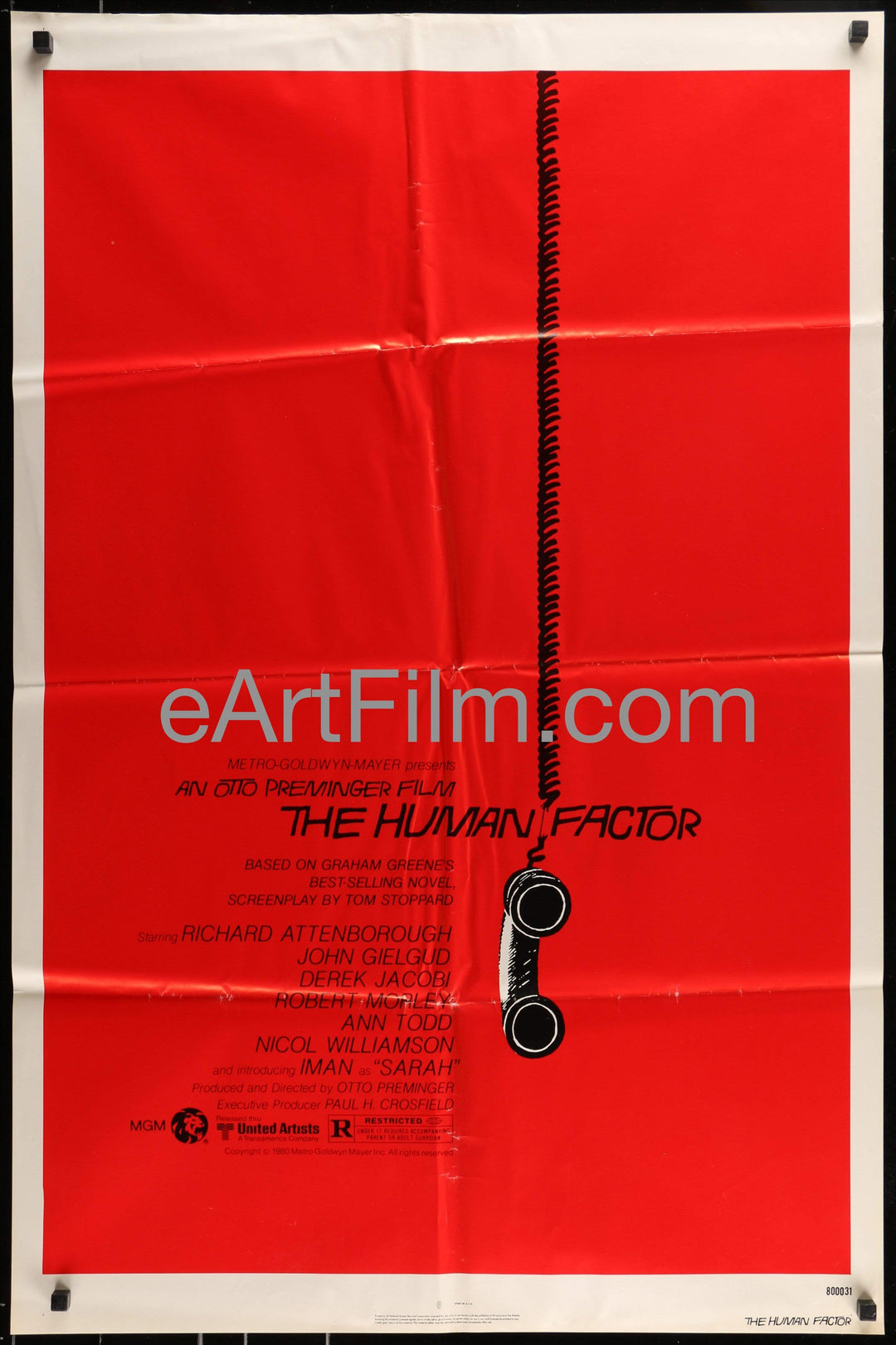 eArtFilm.com U.S One Sheet (27"x41") Human Factor-Otto Preminger-Saul Bass-Richard Attenborough-Iman-espionage thriller