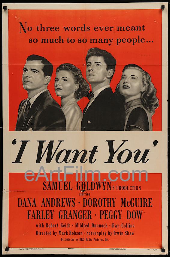 eArtFilm.com U.S One Sheet (27"x41") I Want You-Dana Andrews-Dorothy McGuire-Farley Granger-1951-27x41-Style A