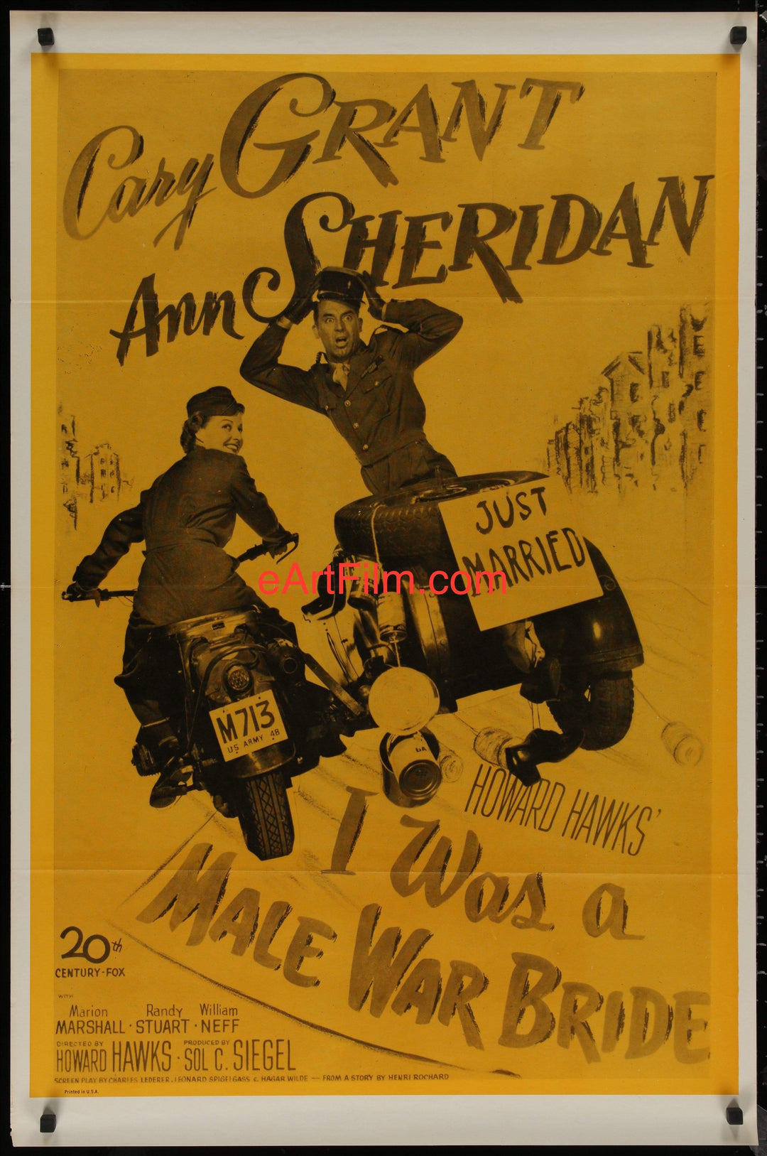 eArtFilm.com U.S One Sheet (27"x41") I Was A Male War Bride R60's 27x41 Cary Grant Anne Sheridan drag comedy