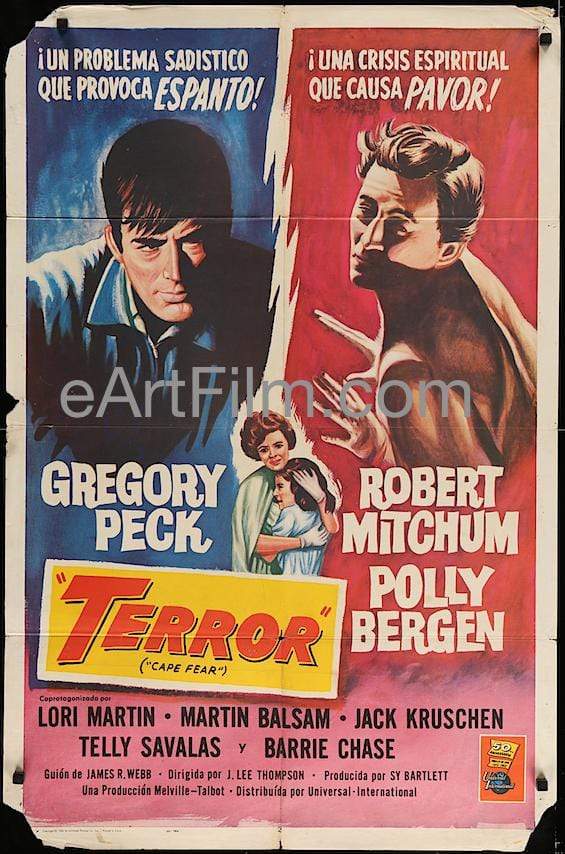 eArtFilm.com U.S One Sheet (27"x41'') in Spanish Cape Fear aka Terror-1962-Gregory Peck-Robert Mitchum-Polly Bergen-27x41