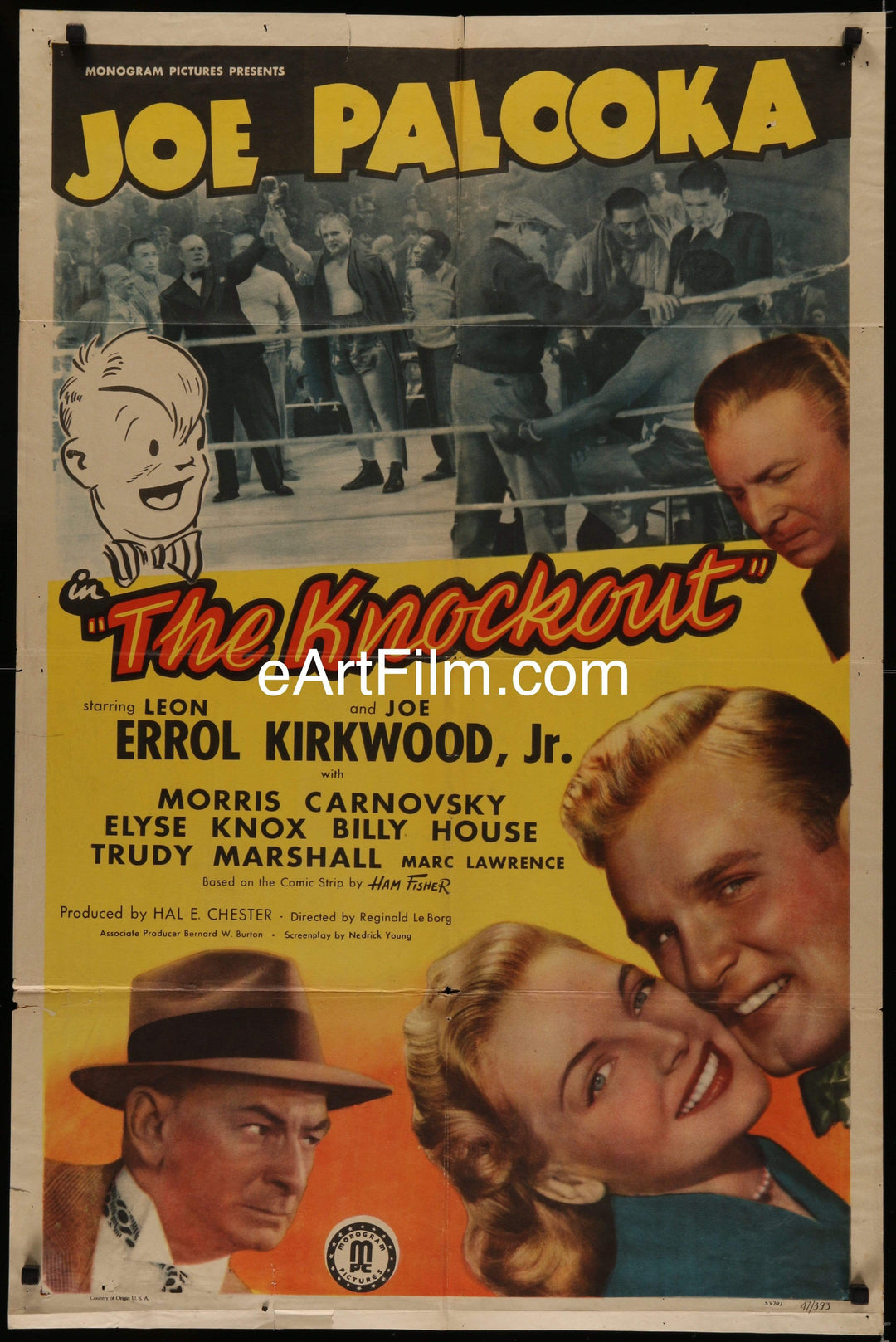 eArtFilm.com U.S One Sheet (27"x41") Joe Palooka In The Knockout 1947 27x41 Leon Errol Joe Kirkwood boxing action