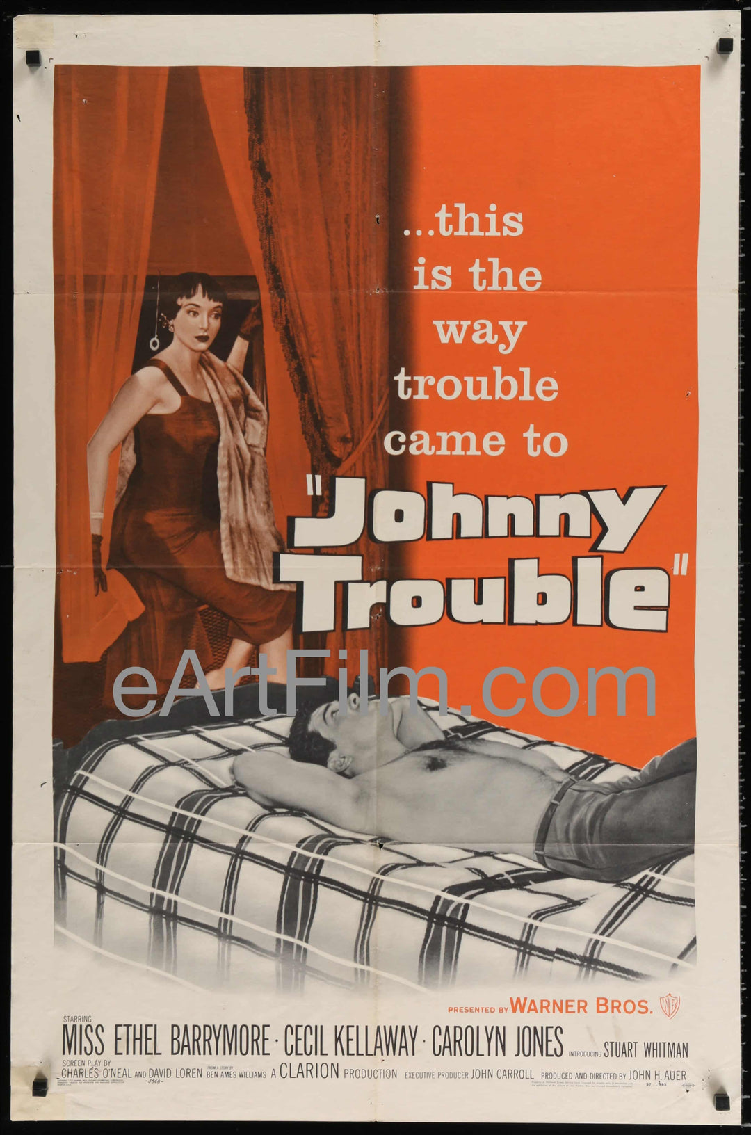 eArtFilm.com U.S One Sheet (27"x41") Johnny Trouble-Carolyn Jones-Stuart Whitman-Stuart Whitman-Ethel Barrymore-1957-27x41