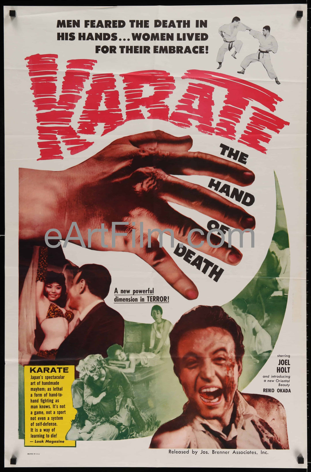 eArtFilm.com U.S One Sheet (27"x41") Karate-The Hand Of Death-Joel Holt-Martial Arts-Kung Fu-1961-27x41