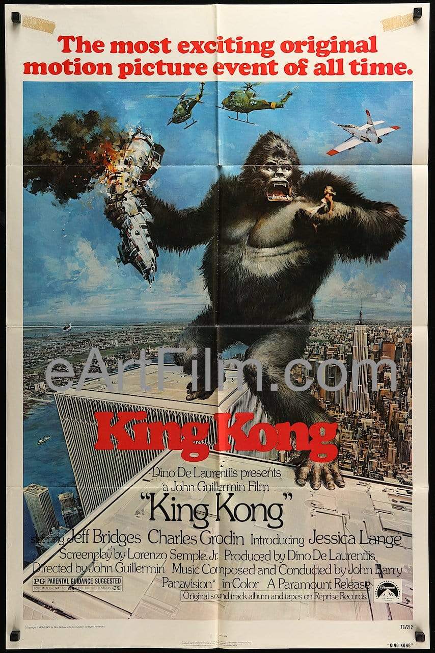eArtFilm.com U.S One Sheet (27"x41") King Kong-1976-Jeff Bridges-Charles Grodin-Jessica Lange-Twin Towers