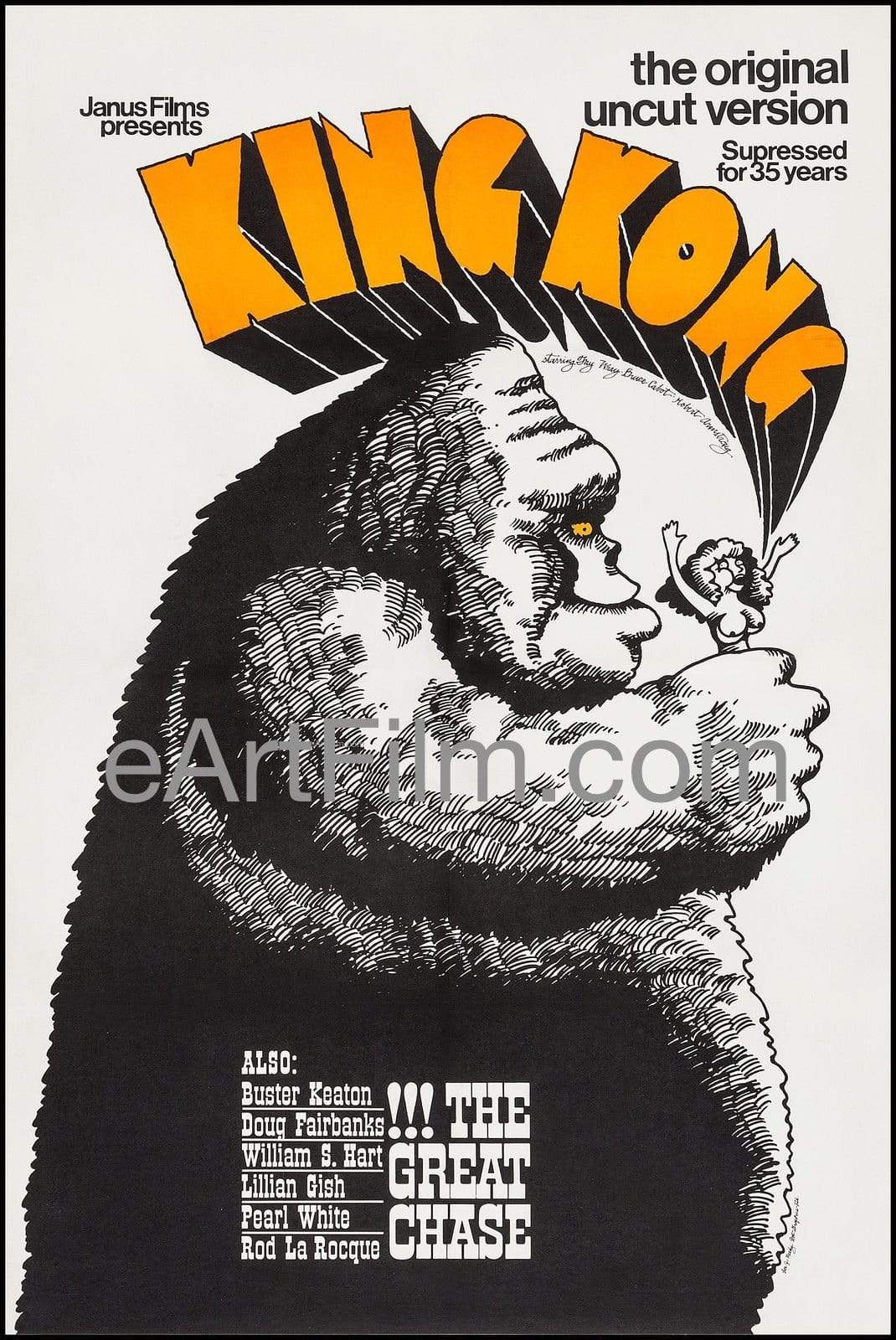 eArt/Film U.S One Sheet (27"x41") King Kong-Linen-R60s/1933-27x41-Fay Wray-Robert Armstrong-Bruce Cabot