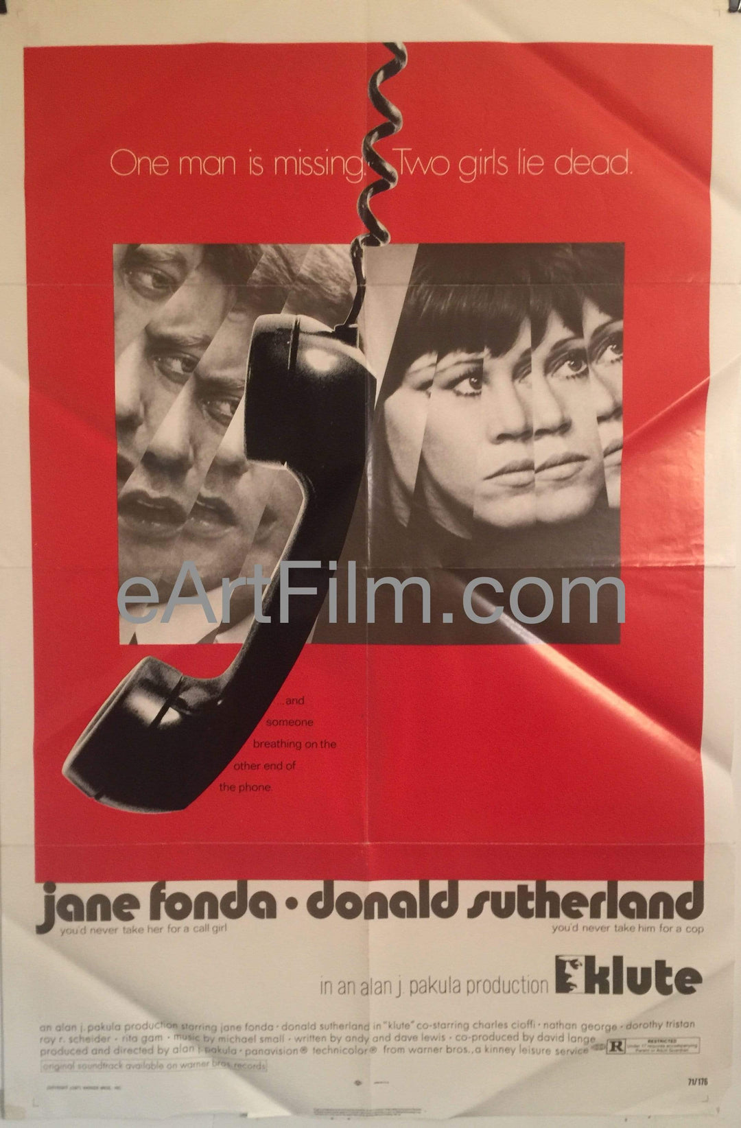 eArtFilm.com U.S One Sheet (27"x41") Klute-Jane Fonda-Donald Sutherland-Alan J Pakula-Roy Scheider-1971-27x41