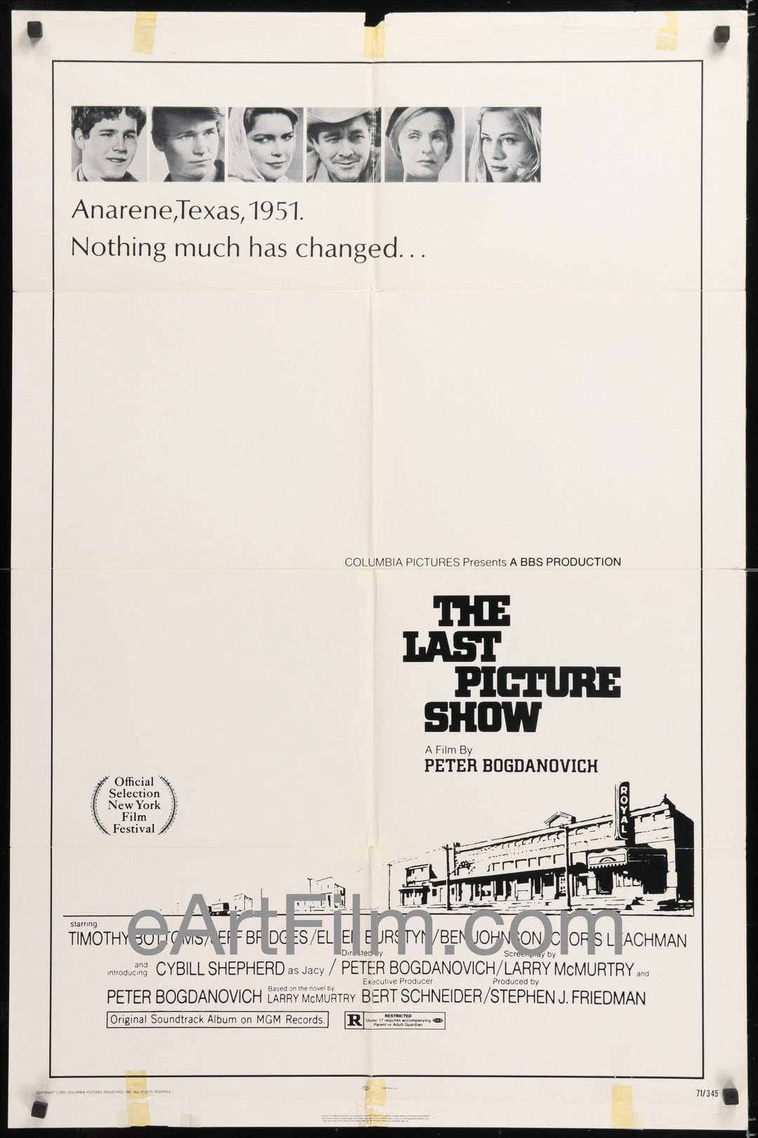 eArtFilm.com U.S One Sheet (27"x41') Last Picture Show vintage movie poster 1971 27x41 Bogdanovich-Bridges-Bottoms