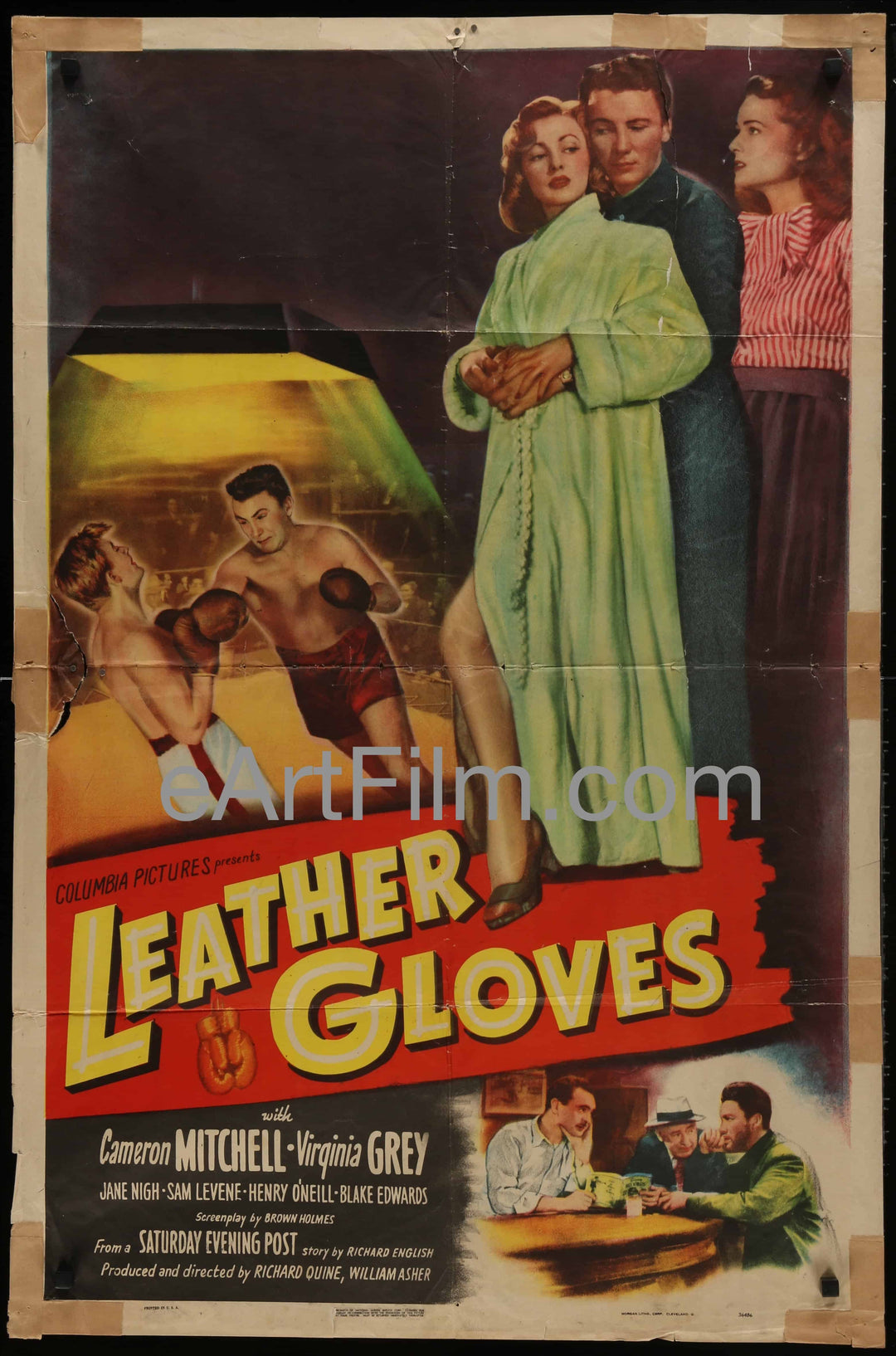 eArtFilm.com U.S One Sheet (27"x41") Leather Gloves-Cameron Mitchell-Virginia Grey-Blake Edwards-Boxing-1948-27x41