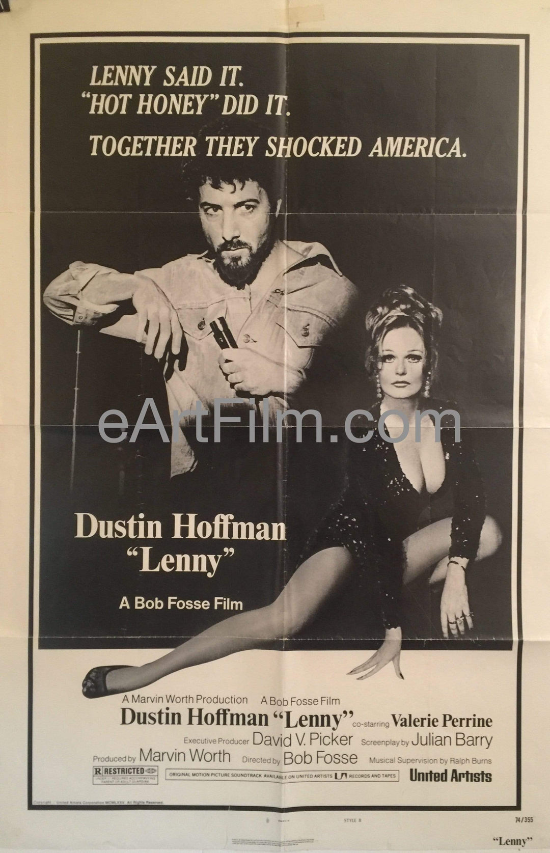 eArtFilm.com U.S One Sheet (27"x41") Lenny-Bob Fosse-Dustin Hoffman-Valerie Perrine-1974-27x41-Perrine version