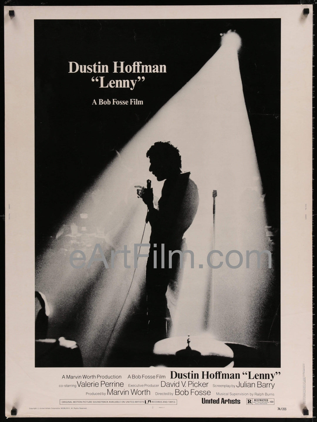 eArtFilm.com U.S One Sheet (27"x41") Lenny-Bob Fosse-Dustin Hoffman-Valerie Perrine-1974-30x40-Spotlight version
