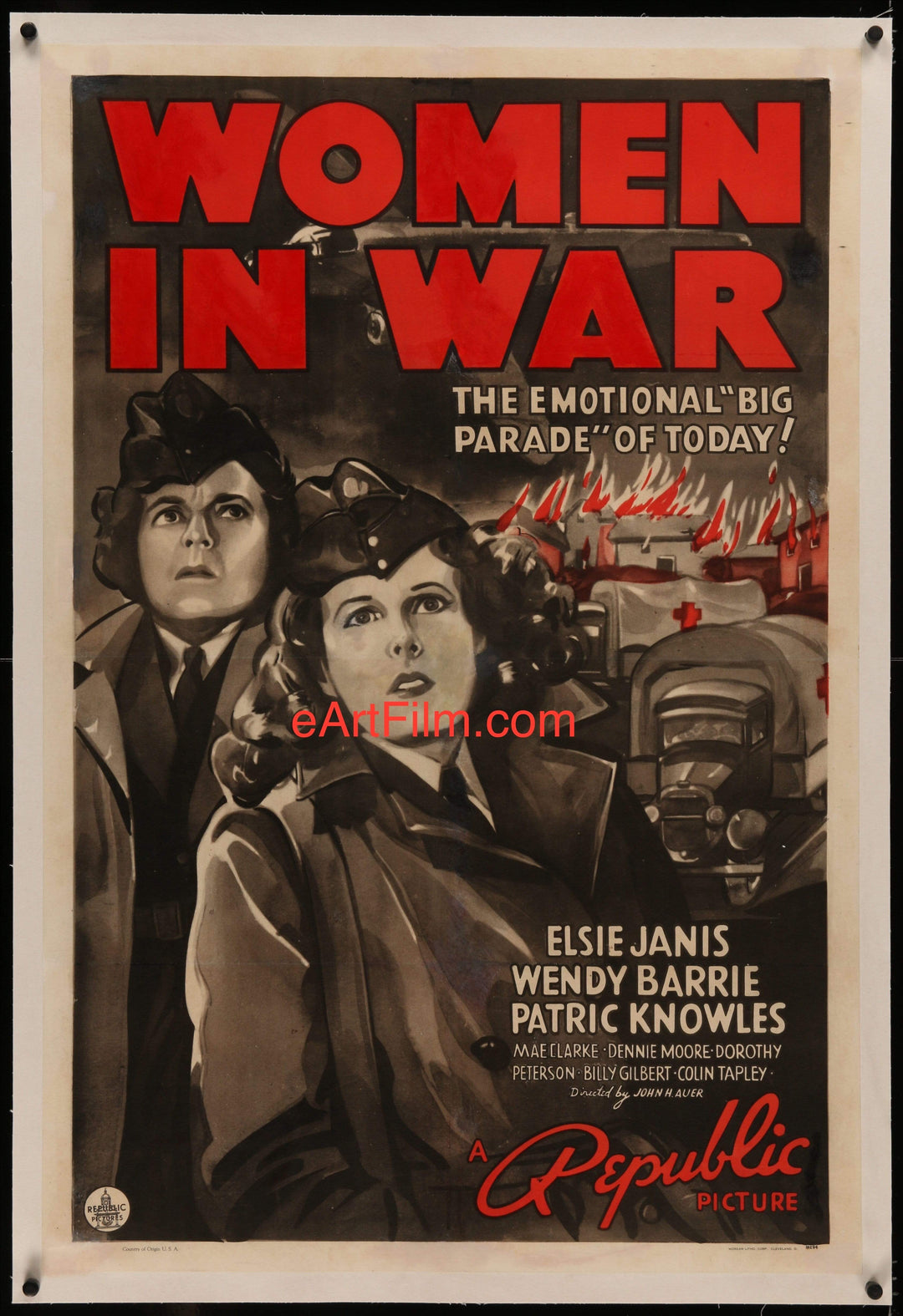 eArtFilm.com U.S One Sheet (27"x41") Linen Backed Women In War 1940 27x41 linen backed Wendy Barrie