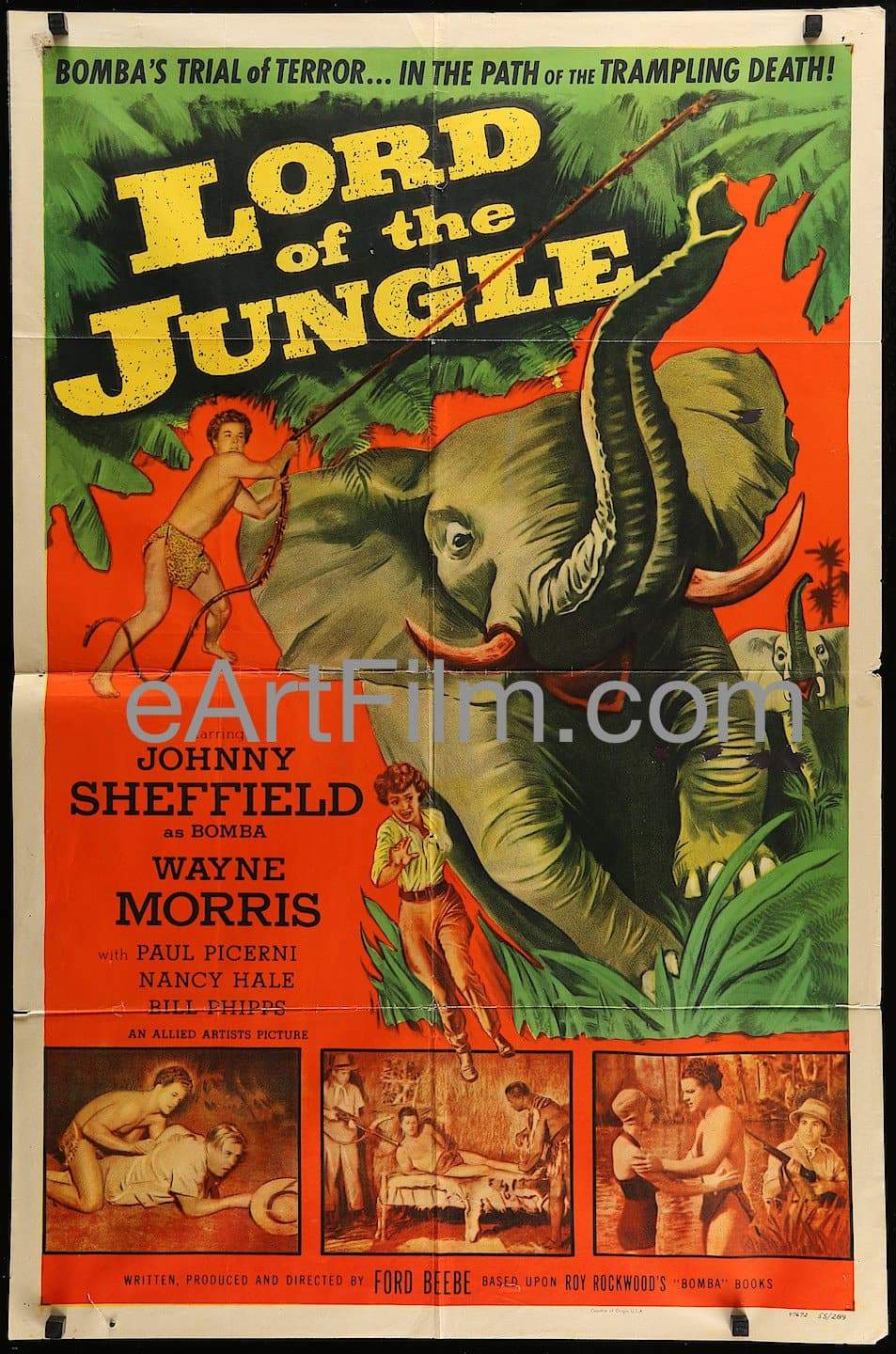 eArtFilm.com U.S One Sheet (27"x41") Lord Of The Jungle-Johnny Sheffield as Bomba-Wayne Morris-1955-27x41
