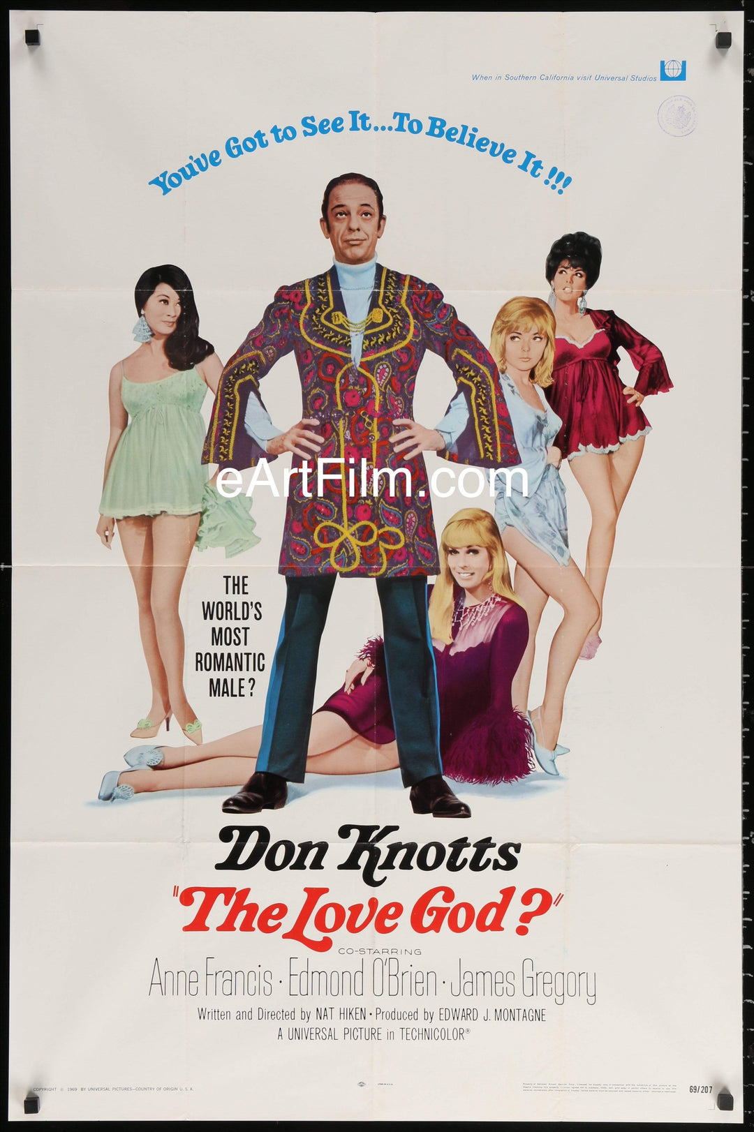 eArtFilm.com U.S One Sheet (27"x41") Love God 1969 27x41 Don Knotts as the world's most romantic male!