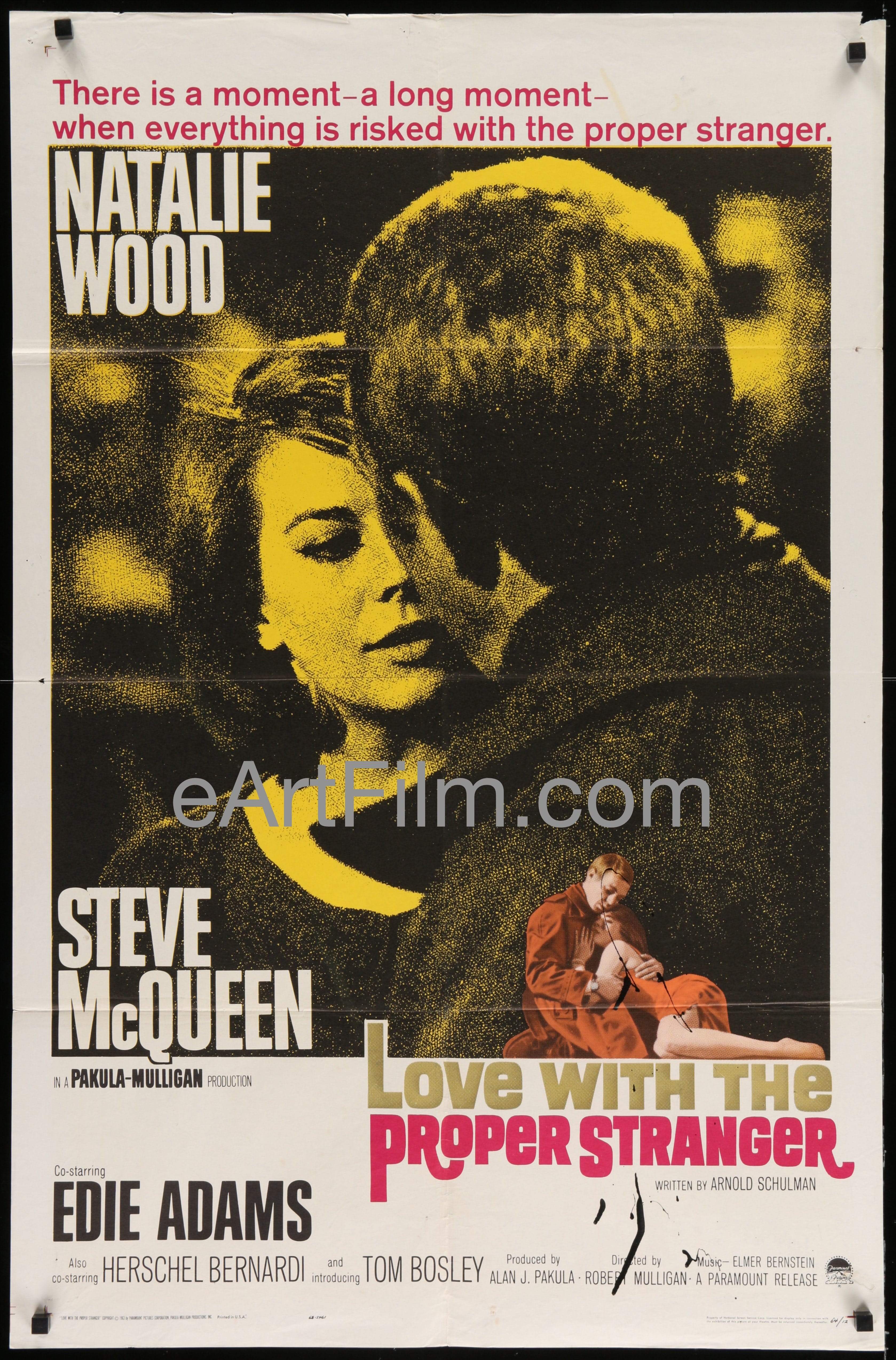 eArtFilm.com U.S One Sheet (27"x41") Love With The Proper Stranger-Natalie Wood-Steve McQueen-Edie Adams-Tom Bosley