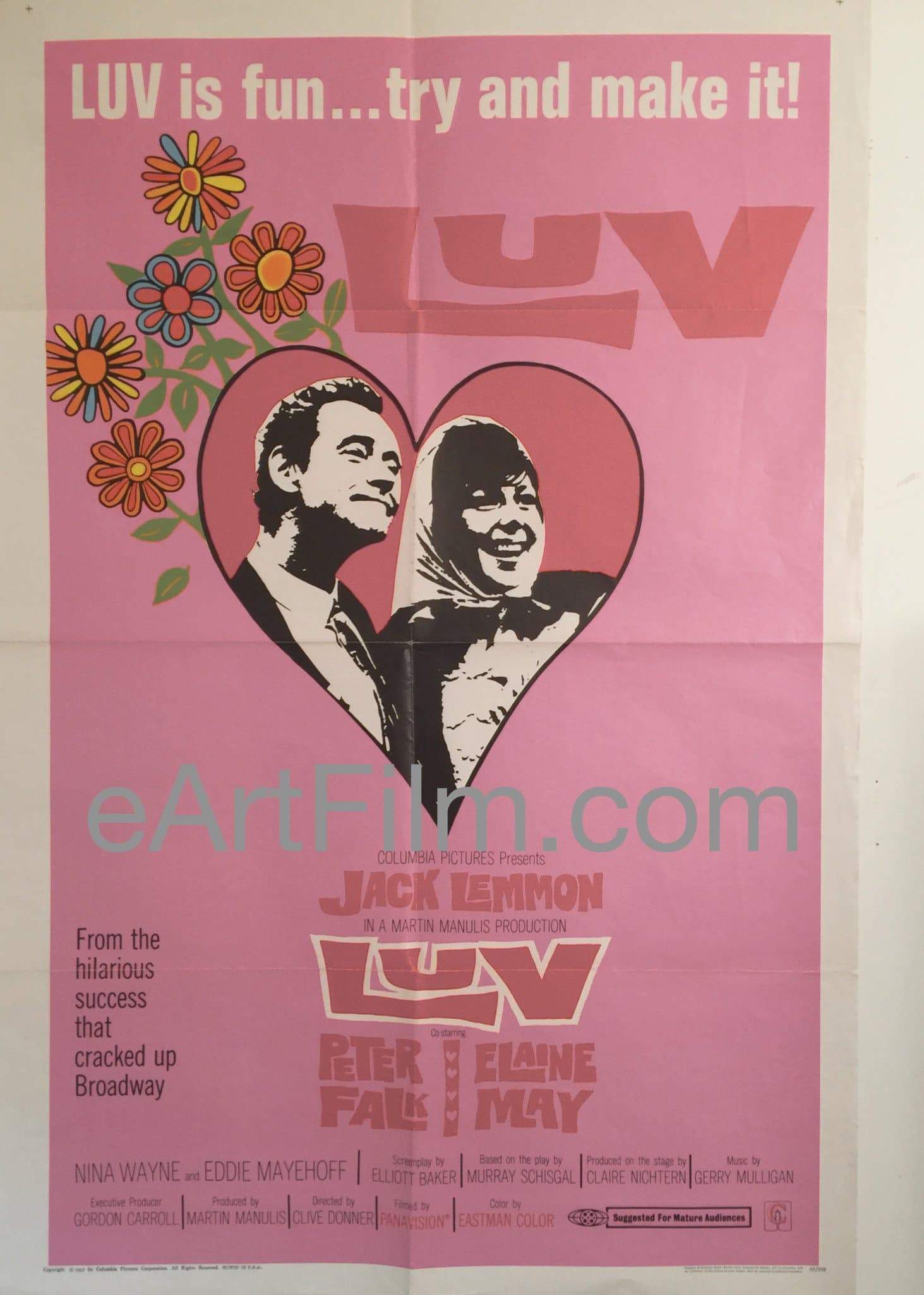 eArtFilm.com U.S One Sheet (27"x41") Luv-1967-27x41-Clive Donner-Jack Lemmon-Peter Falk-Elaine May