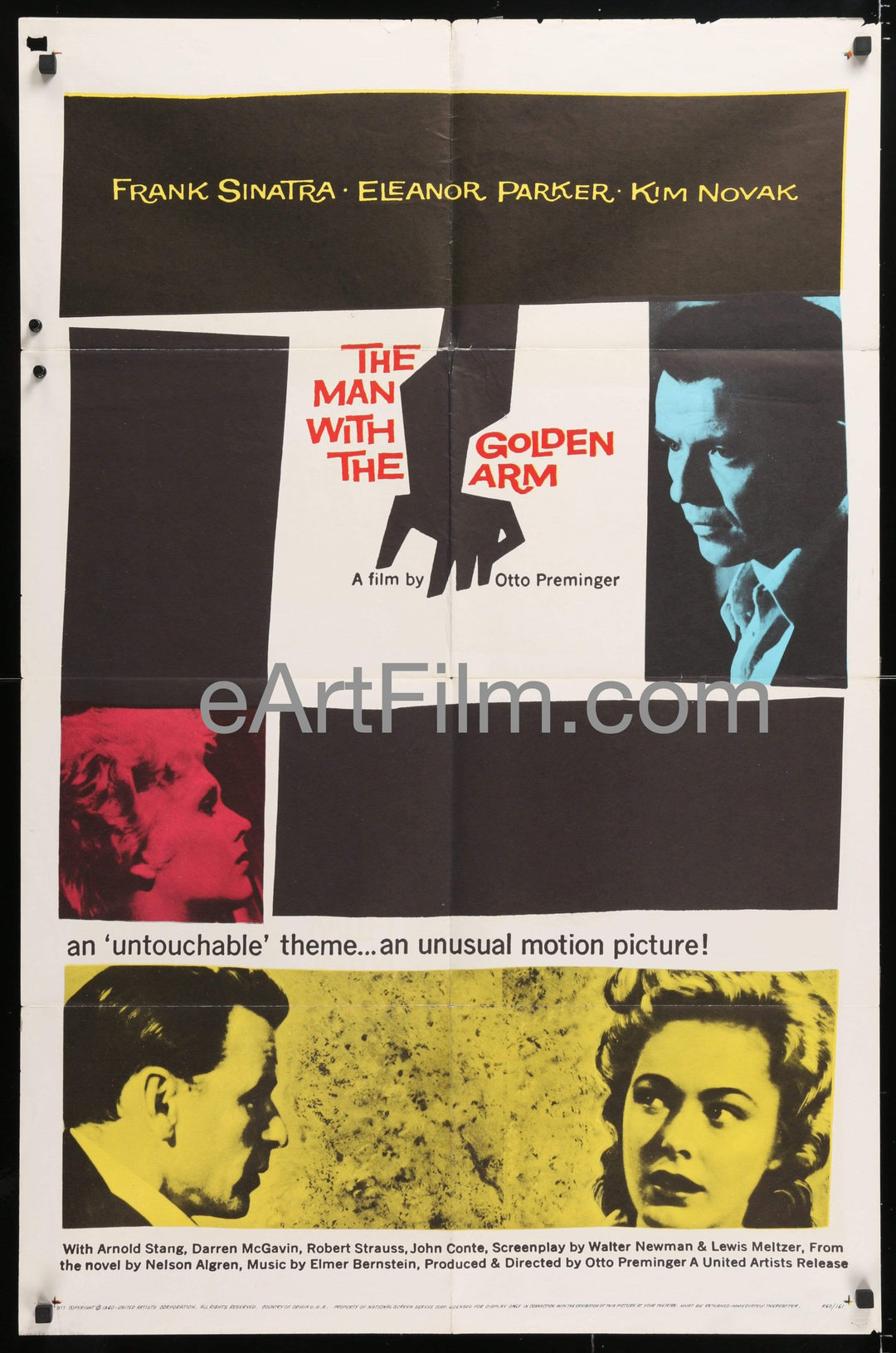 eArtFilm.com U.S One Sheet (27'x41) Man With The Golden Arm Frank Sinatra Saul Bass artwork R60 27x41 folded