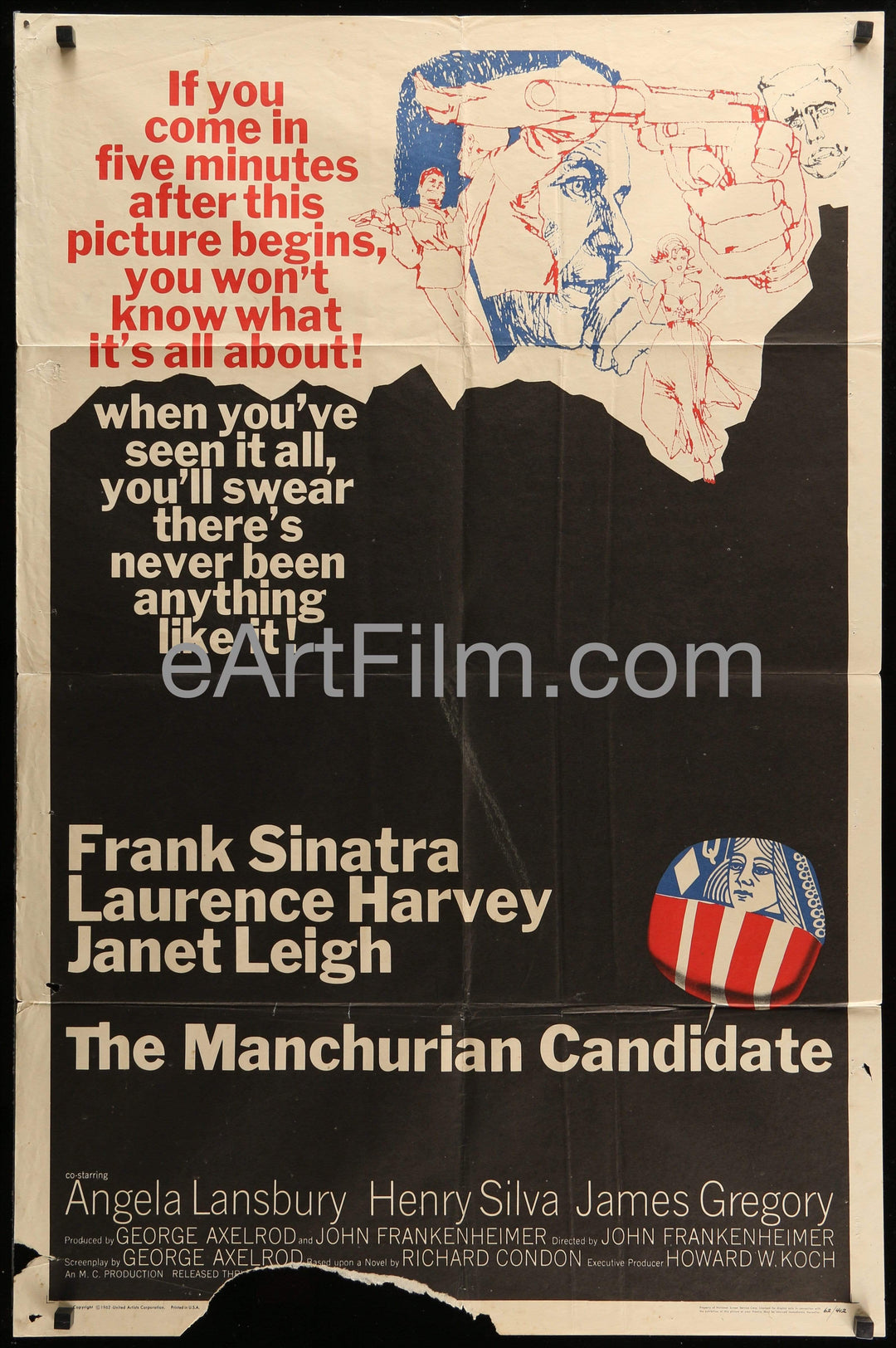 eArtFilm.com U.S One Sheet (27"x41") Manchurian Candidate-Frank Sinatra-Janet Leigh-Angela Lansbury-27x41