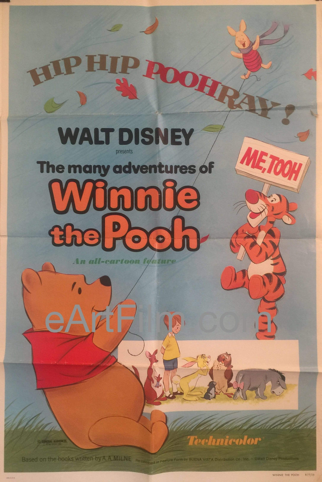 eArtFilm.com U.S One Sheet (27"x41") Many Adventures Of Winnie The Pooh-1977 animated compilation of 3 Pooh cartoons