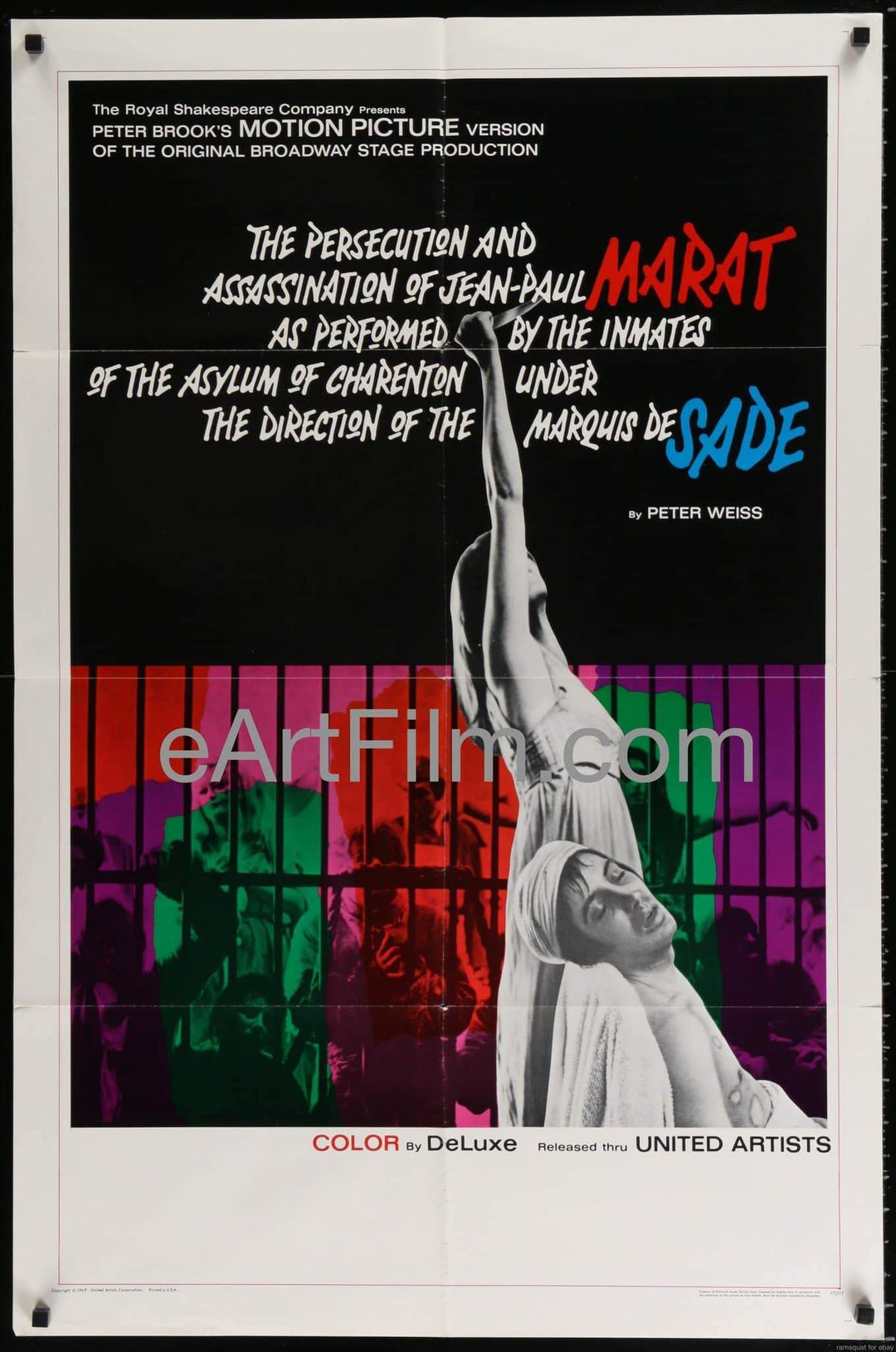 eArtFilm.com U.S One Sheet (27"x41") Marat/Sade-Glenda Jackson-Patrick Magee-Ian Richardson-1967-27x41