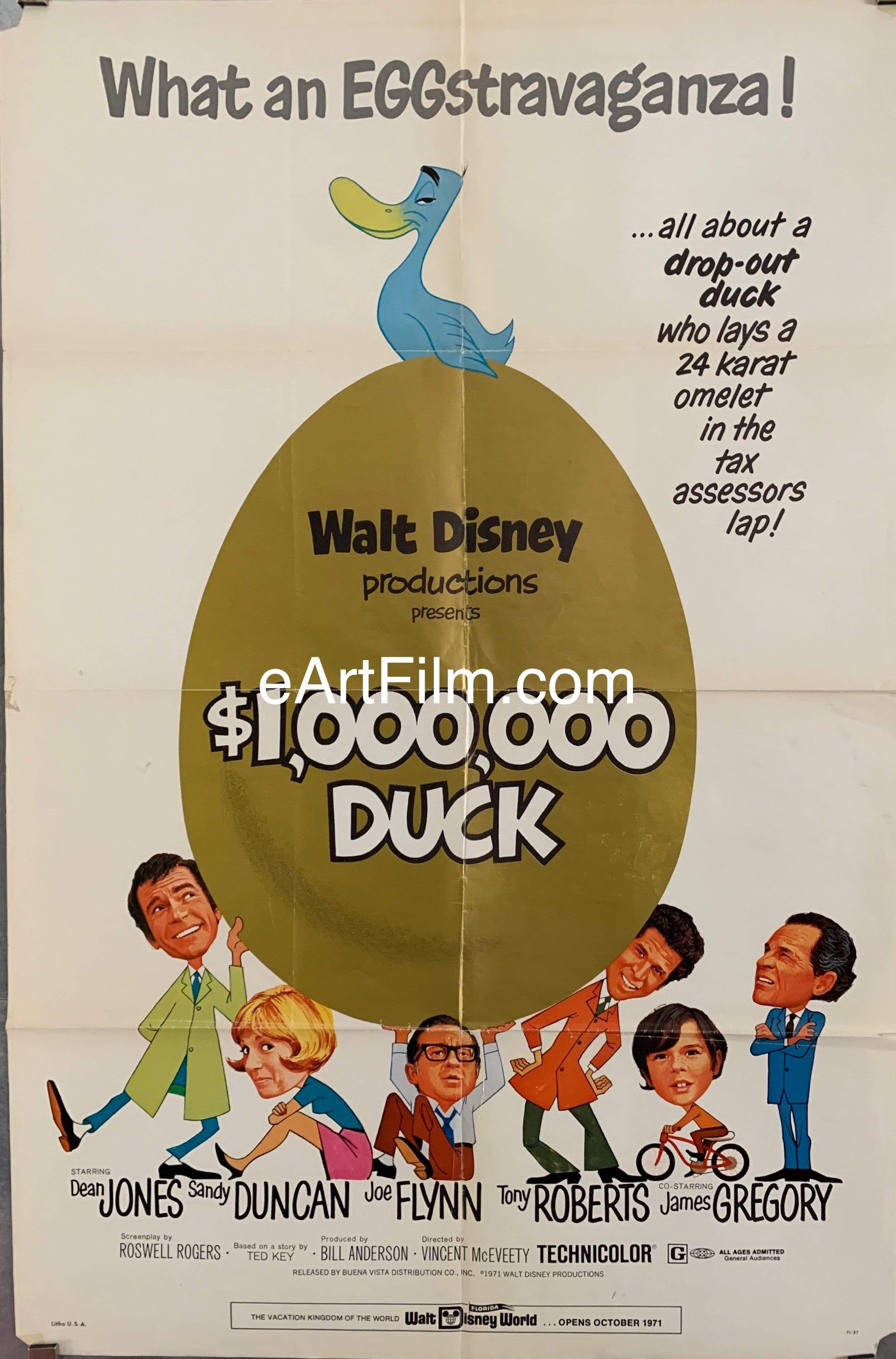 Million Dollar Duck 1971 27x41 Walt Disney family sci-fi comedy Dean J ...