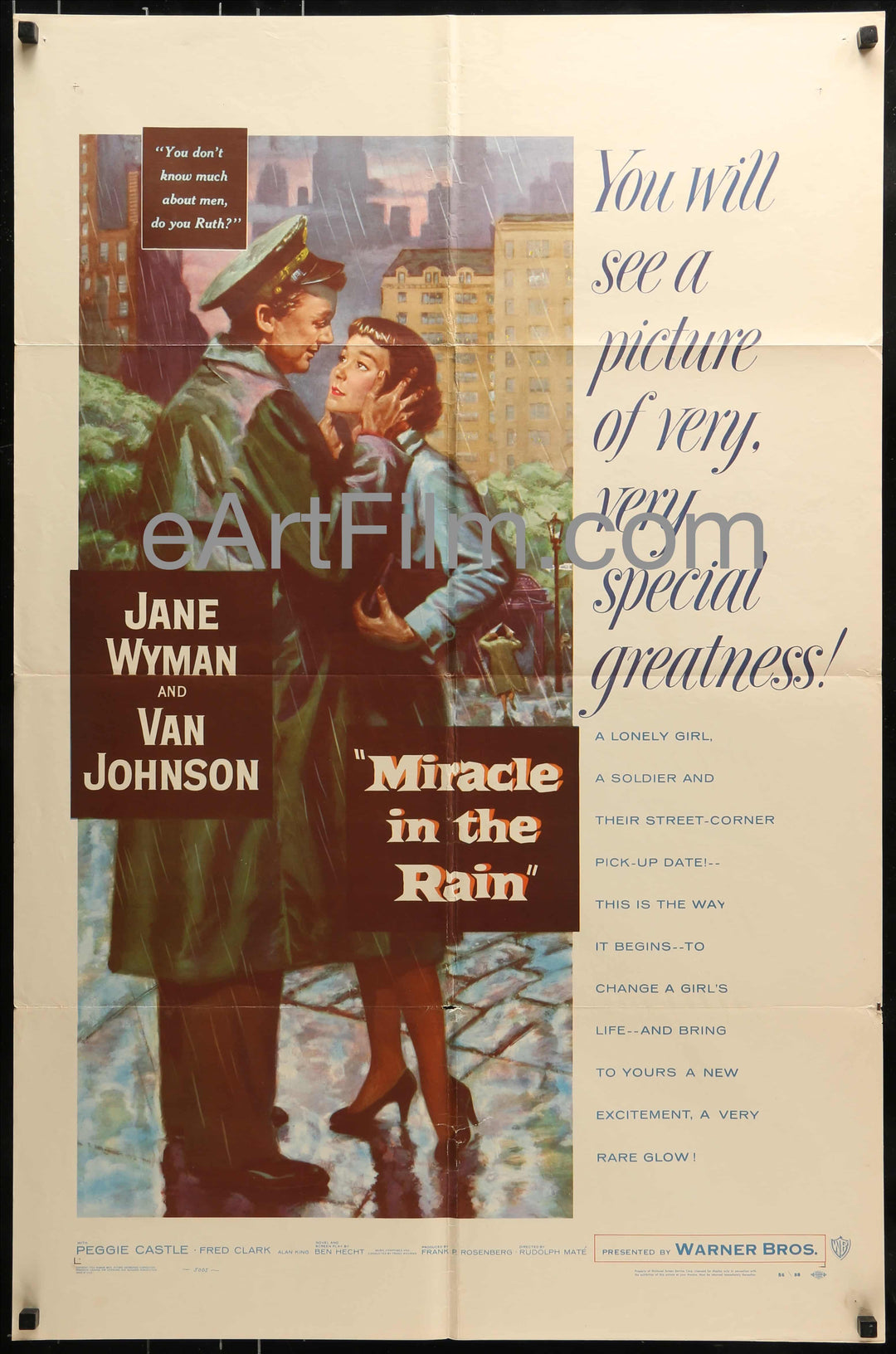 eArtFilm.com U.S One Sheet (27"x41") Miracle In The Rain-Jane Wyman-Van Johnson-Ben Hecht-1956-27x41