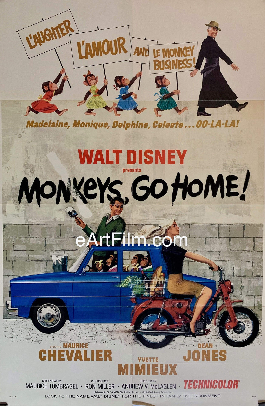 eArtFilm.com U.S One Sheet (27"x41") Monkeys Go Home 1967 27x41 One Sheet United States Walt Disney