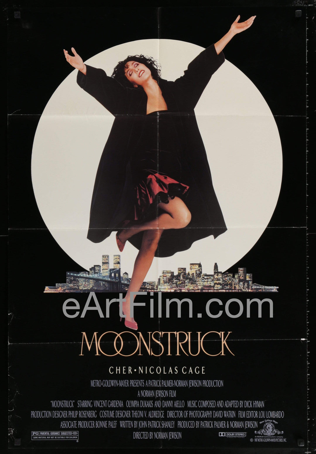 eArtFilm.com U.S One Sheet (27"x41")-Moon Version Moonstruck-Cher-Danny Aiello-Olympa Dukakis-Vincent Gardenia-1987-27x40