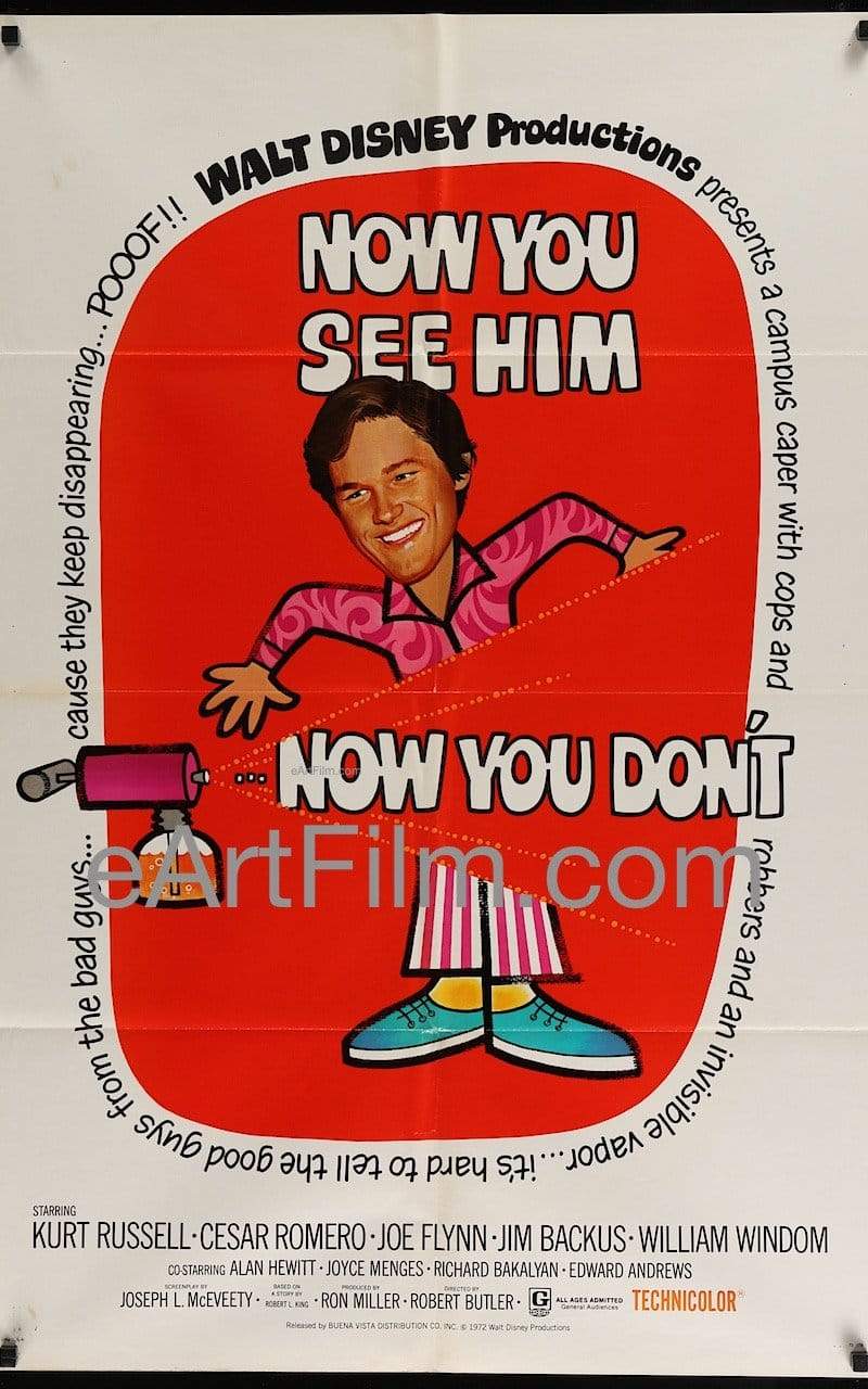 eArtFilm.com U.S One Sheet (27"x41") Now You See Him, Now You Don't 1972 27x40 One Sheet United States