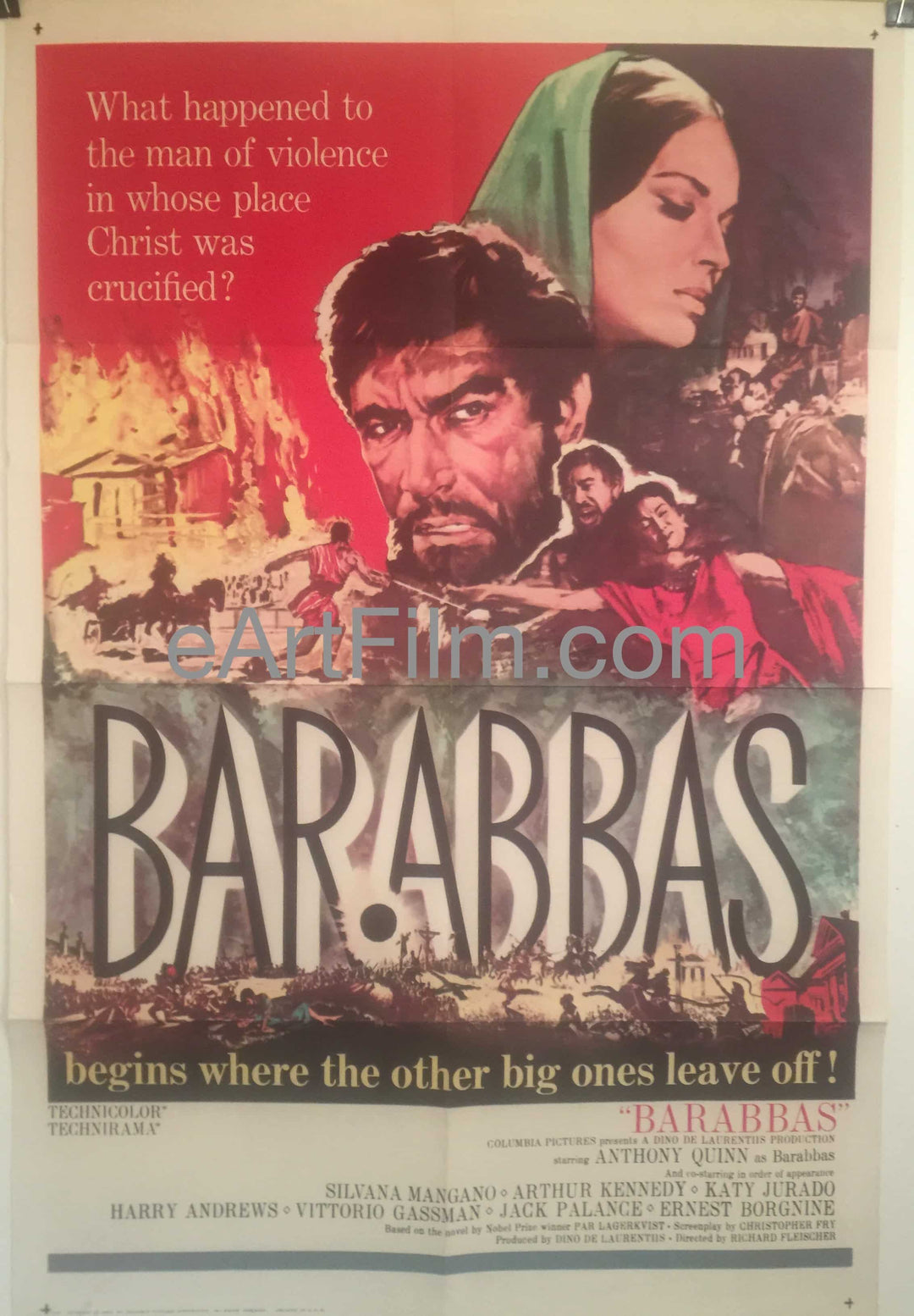 eArtFilm.com U.S One Sheet (27"x41")-Original-Vintage-Movie-Poster Barabbas-Anthony Quinn-Arthur Kennedy-Jack Palance-1962-27x41-Biblical Epic